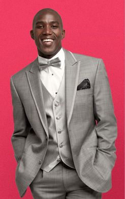 Calvin Klein Gray Two-Button Super 110s Satin Edge Peak Lapel 