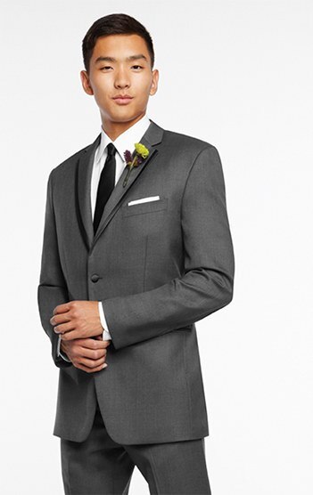 BLACK by Vera Wang Two-Button Gray Super 120s Notch Lapel