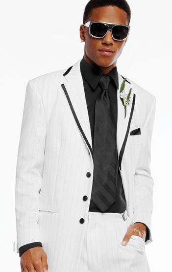 Pronto Uomo White Pinstripe Four-Button Notch Lapel