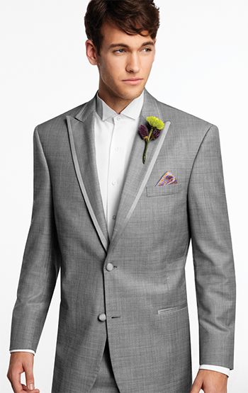 Calvin Klein Gray Two-Button Super 110s Satin Edge Peak Lapel 