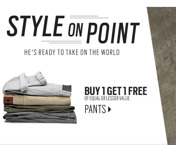 Style on point - He's Ready to take on the world. Buy 1 get 1 free of equal or lesser value. Pants.