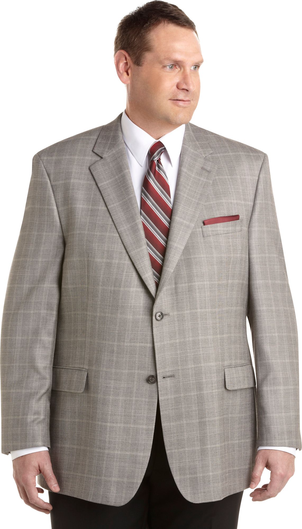 Calvin Klein Gray Windowpane Portly Sport Coat