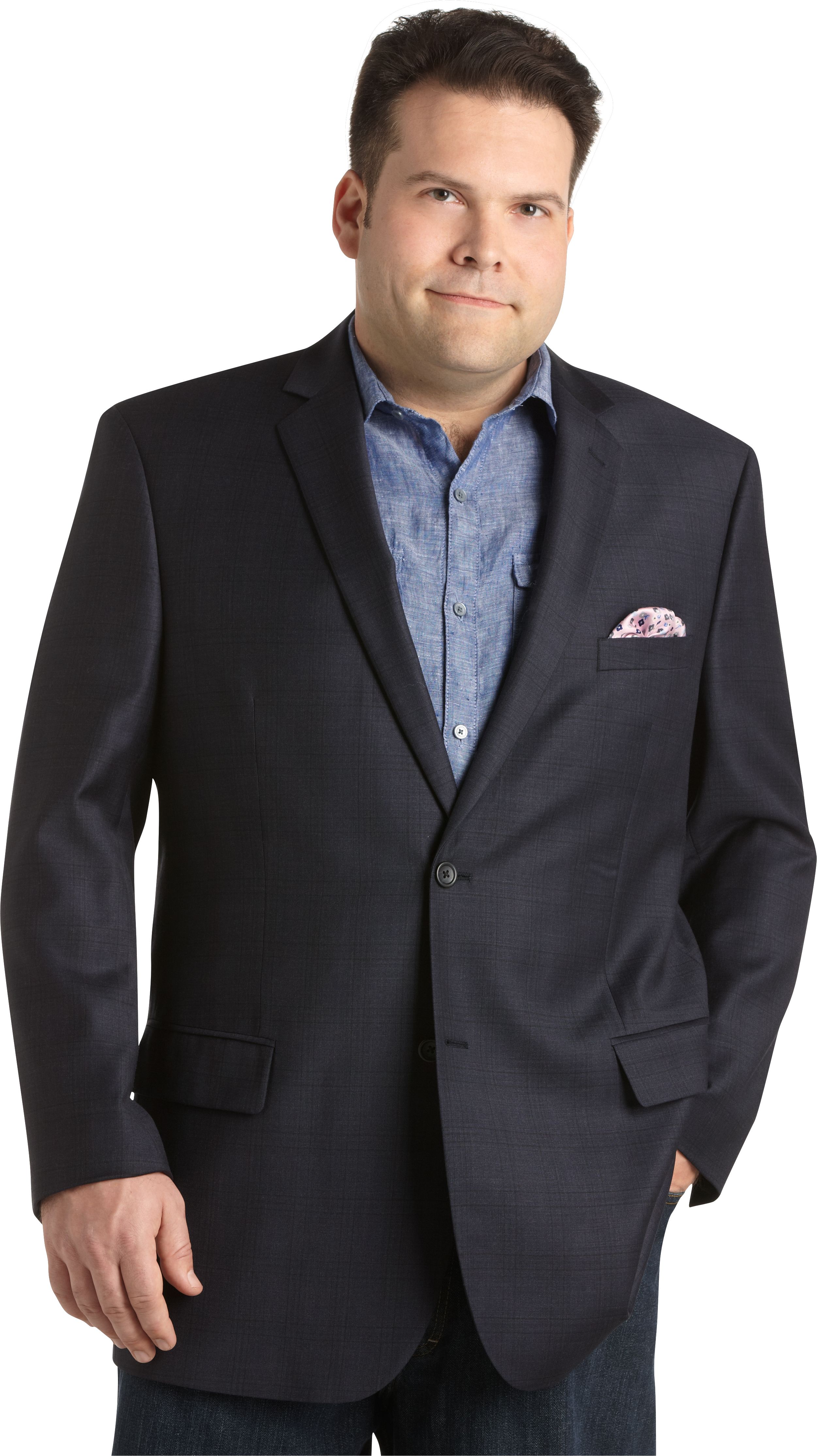 Pronto Uomo Platinum Sport Coat, Navy Plaid