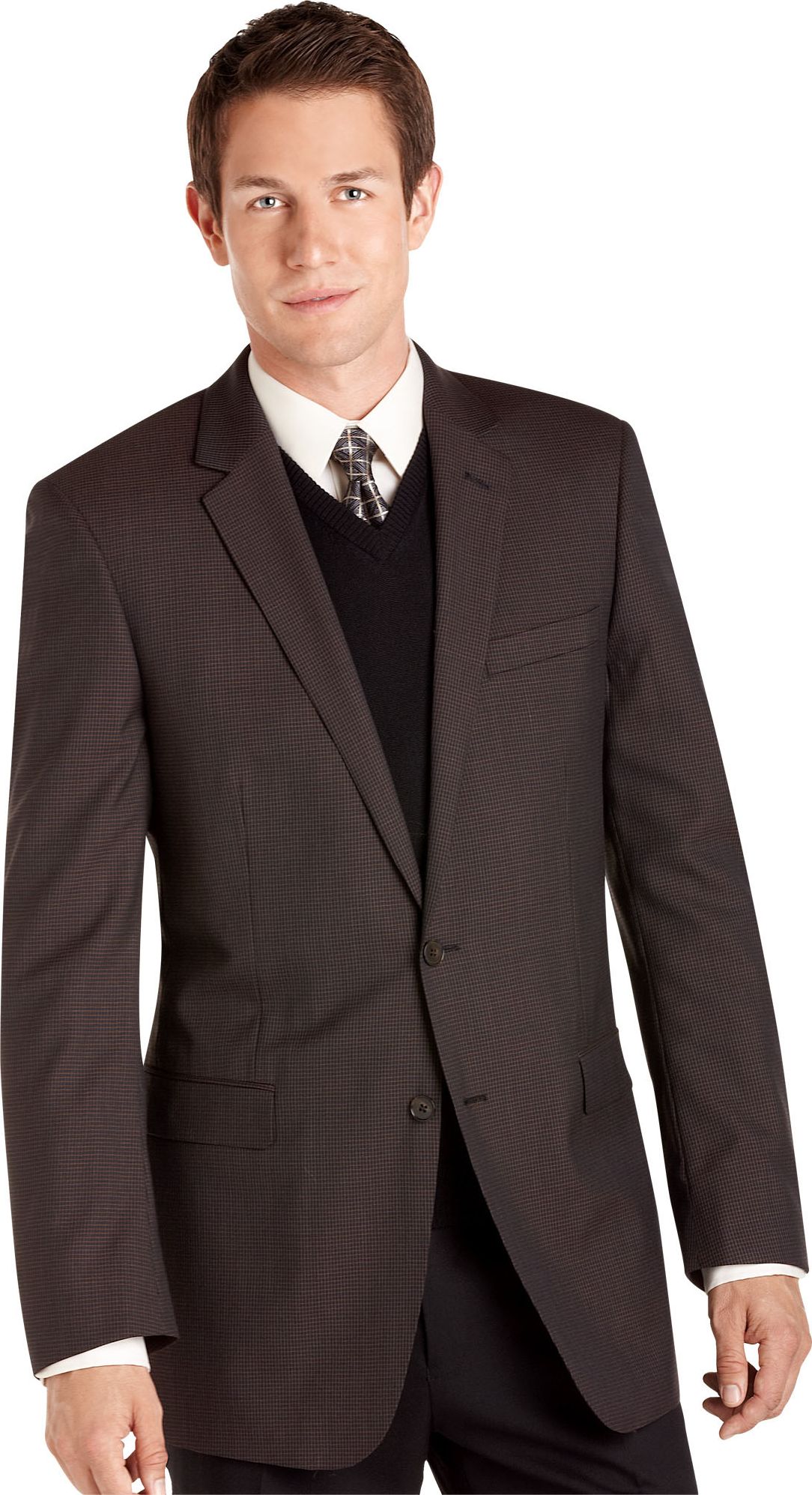 Kenneth Cole Brown Herringbone Sport Coat