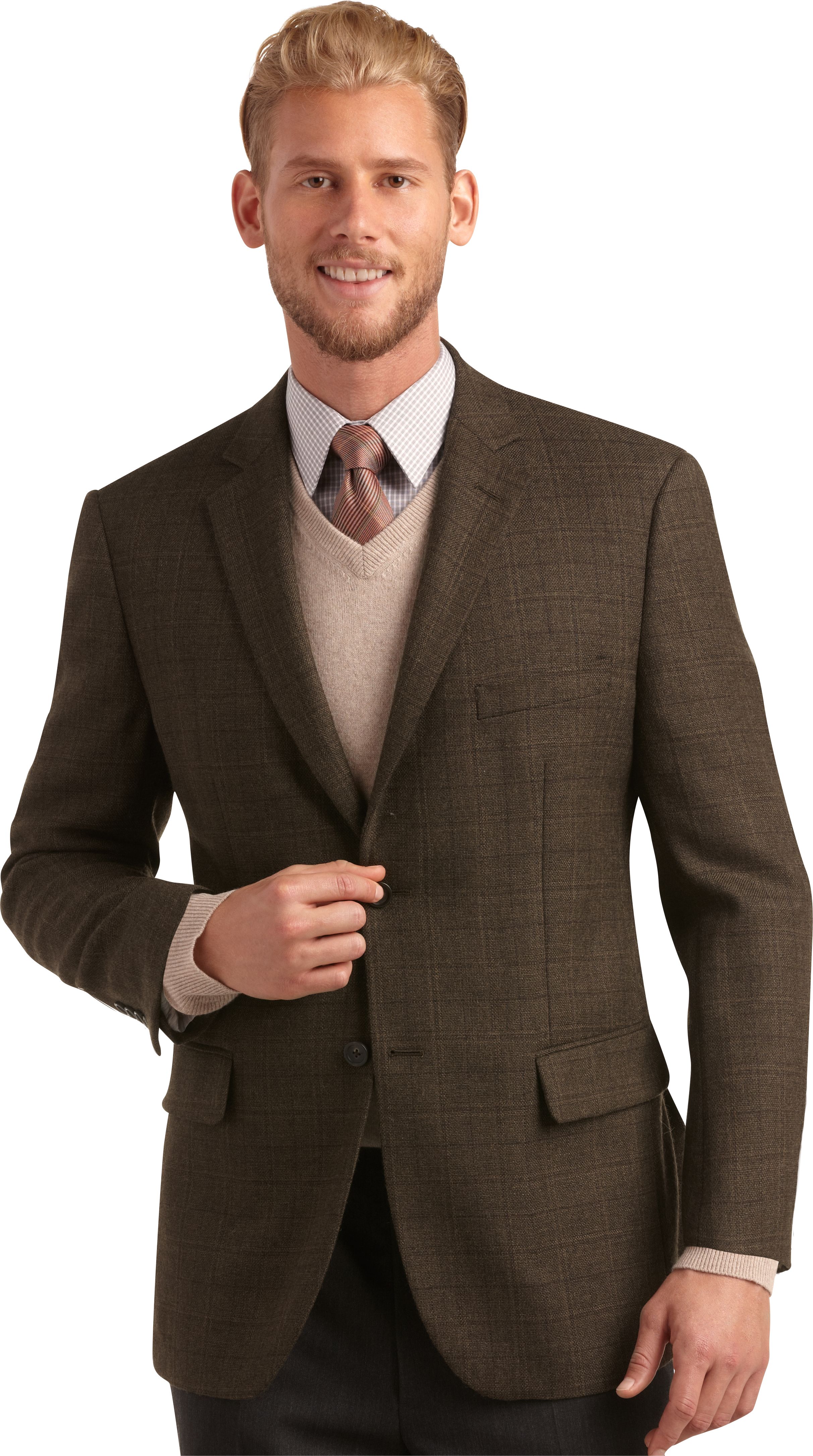 Pronto Uomo Platinum Sport Coat, Brown Plaid