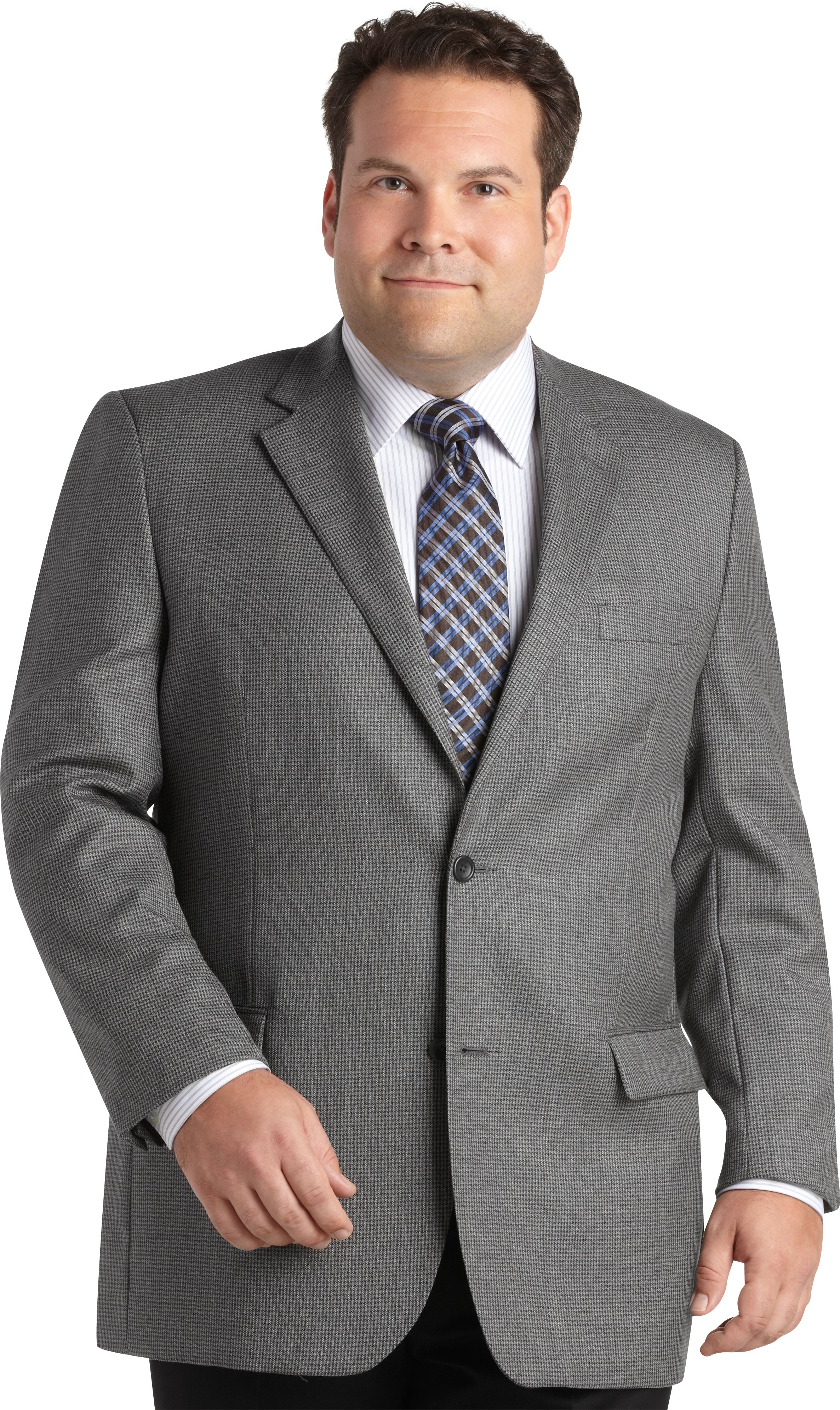 Pronto Uomo Platinum Portly Sport Coat, Gray Houndstooth