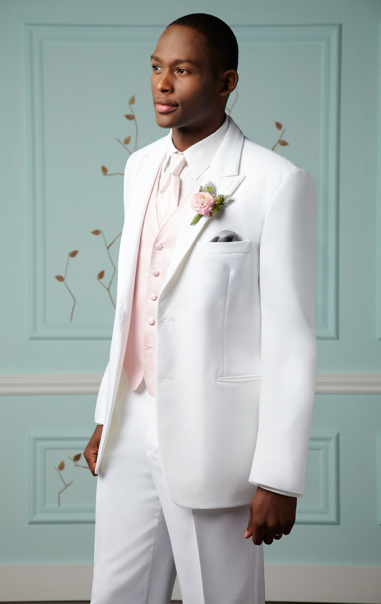 Pronto Uomo White Two-Button Satin Edge Peak Lapel