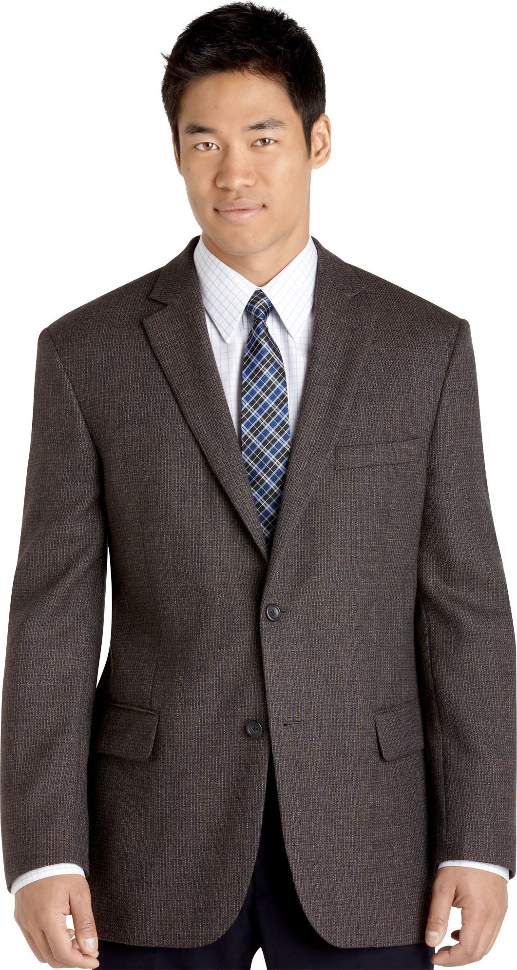 Pronto Uomo Platinum Portly Sport Coat, Blue Check