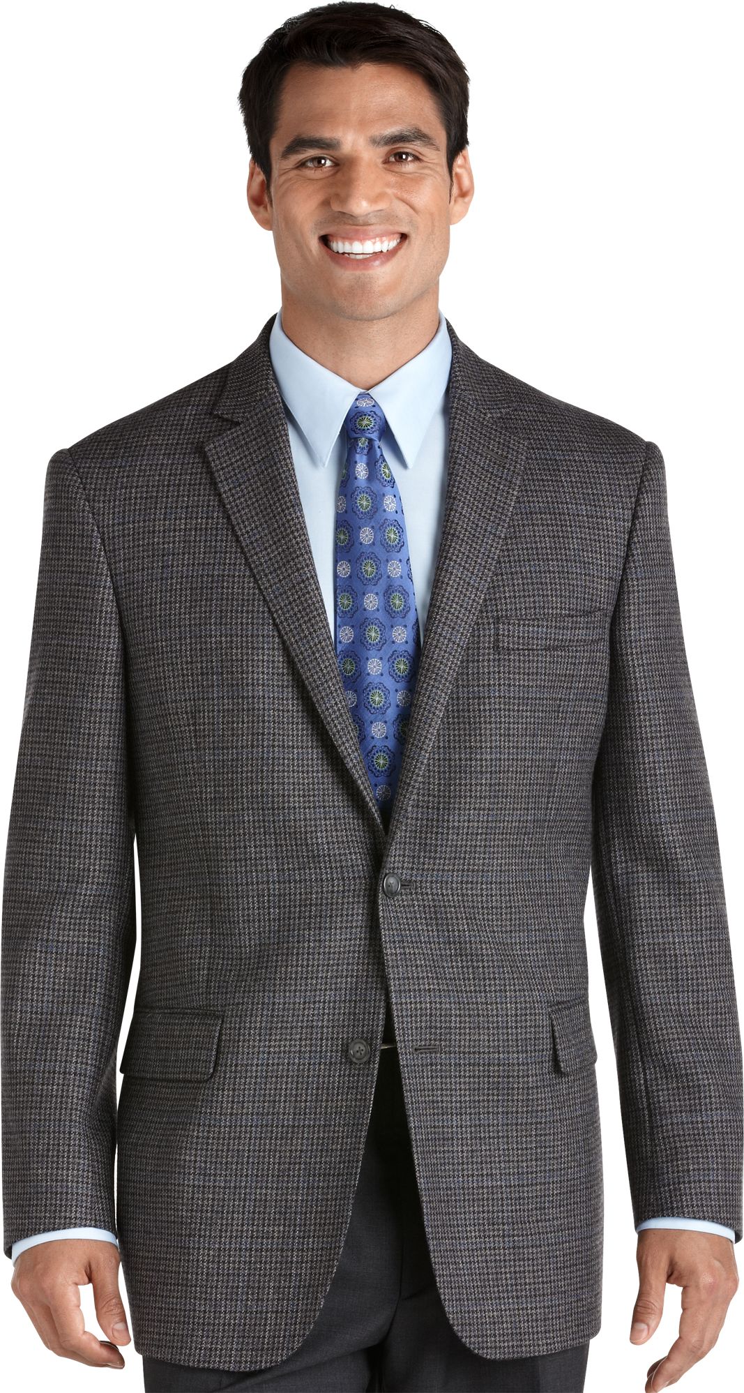 Pronto Uomo Platinum Portly Sport Coat, Gray Check