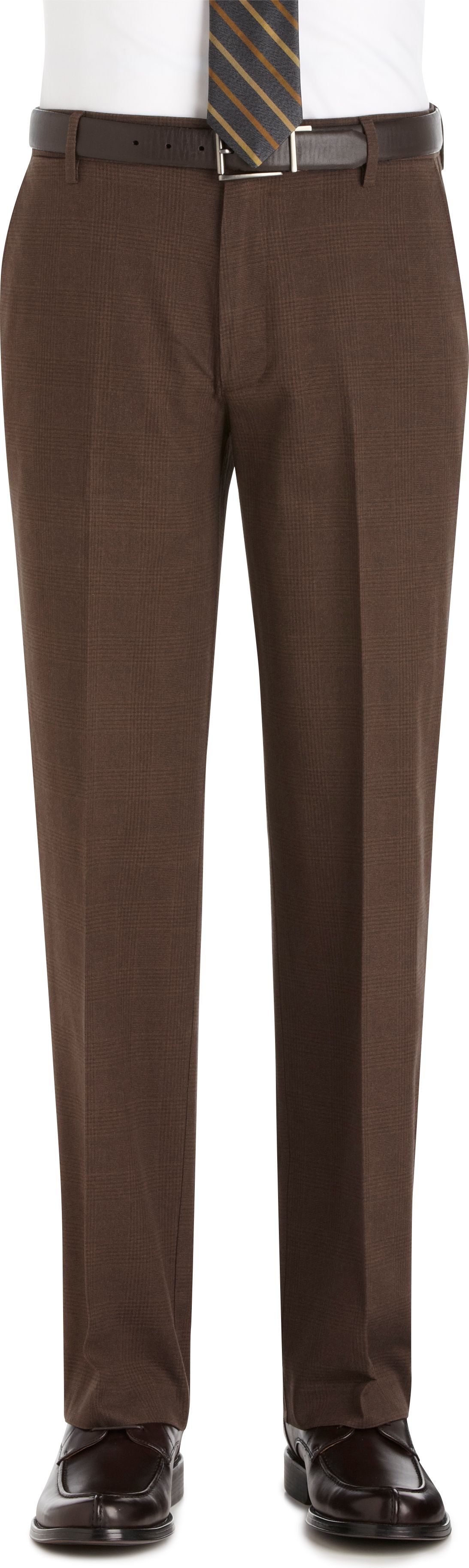 Dockers&reg; Brown Plaid Flat Front Slacks