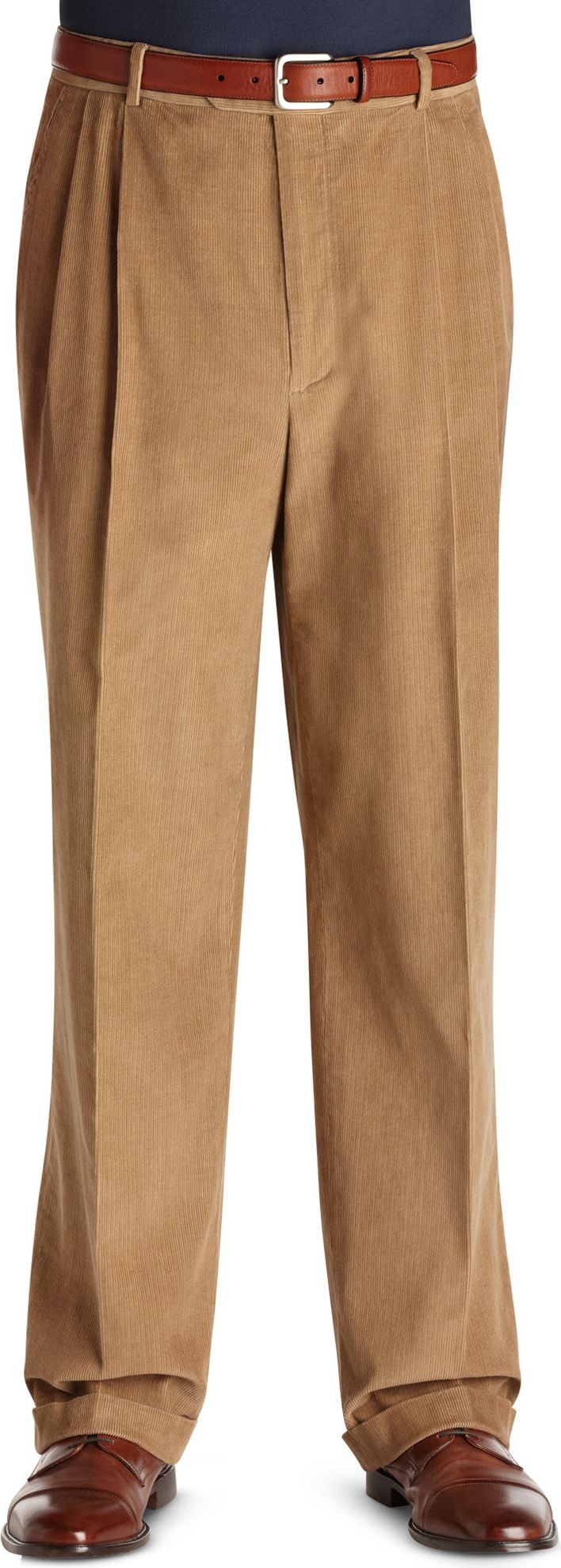 Pronto Blue Corduroy Cotton Slacks, Tan