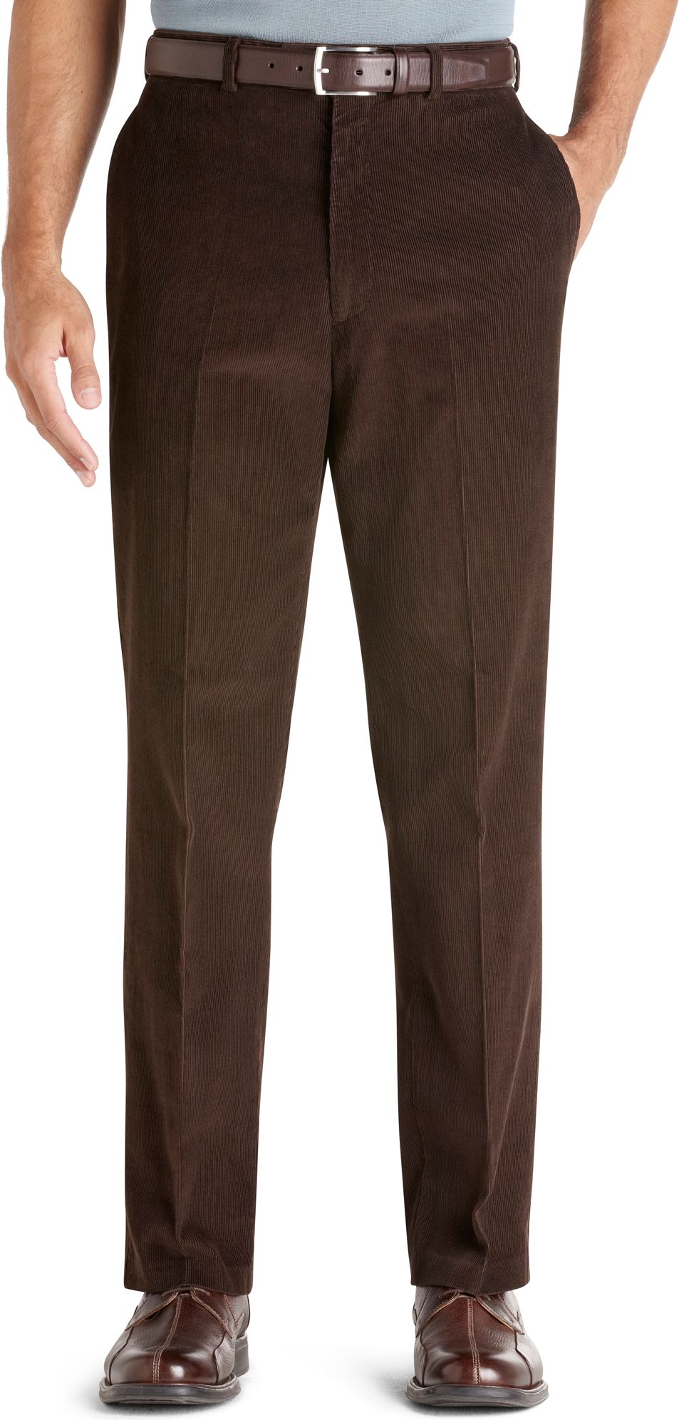 Pronto Blue Corduroy Cotton Slacks, Brown
