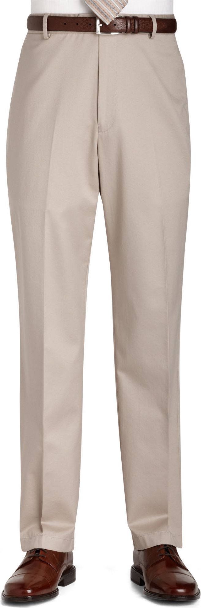 Pronto Blue Cotton Blend Slacks, Stone