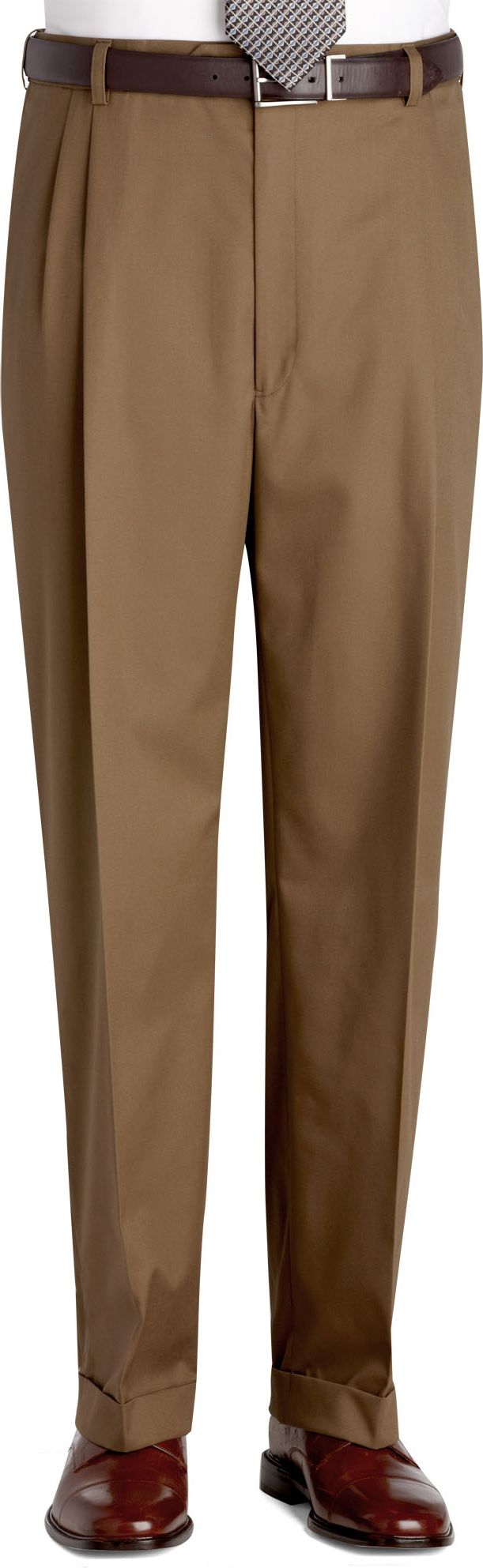 Austin Reed Taupe Pleated Regular Rise Cotton Blend Slacks