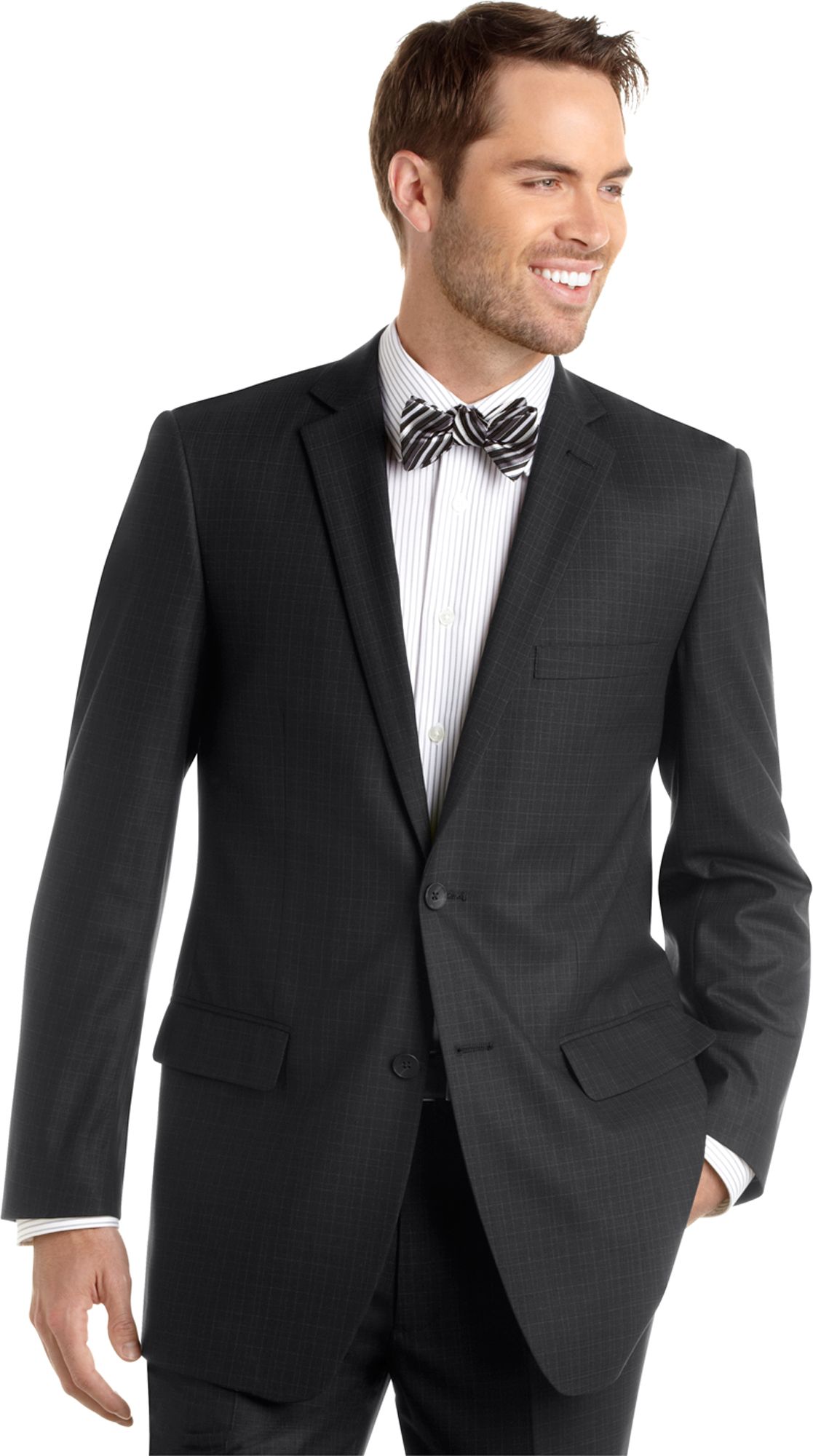 Perry Ellis Portfolio Black Check Modern Fit Suit