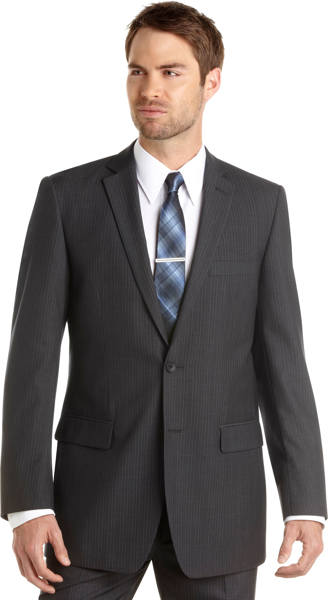 Perry Ellis Portfolio Charcoal Multistripe Modern Fit Suit