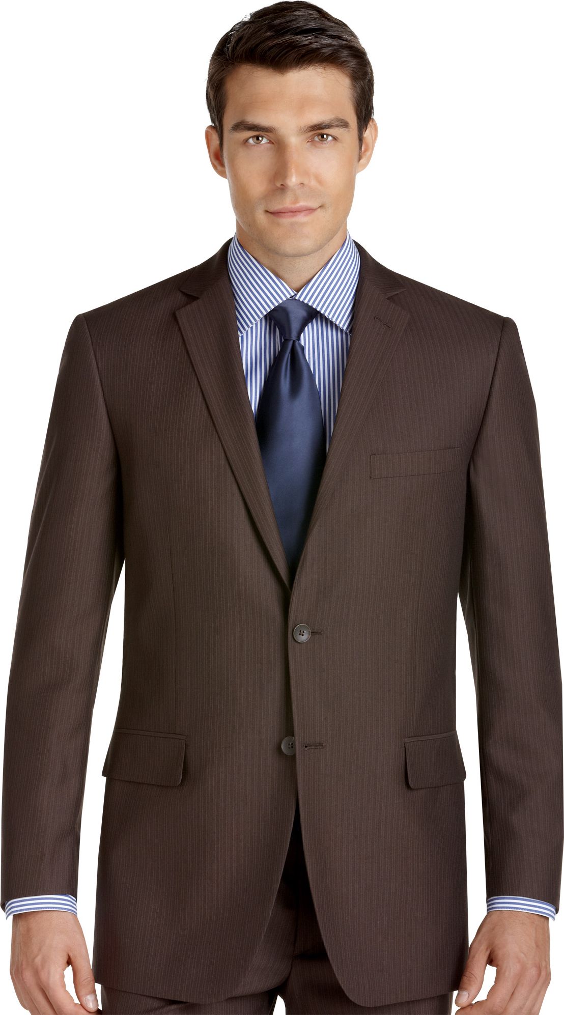 Perry Ellis Portfolio Brown Stripe Slim-Fit Suit