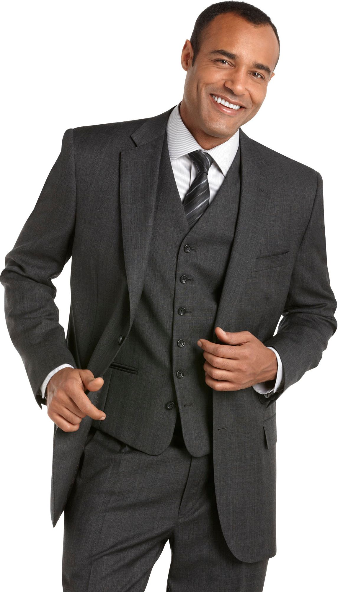 Joseph & Feiss Gold Vested Suit, Charcoal Plaid