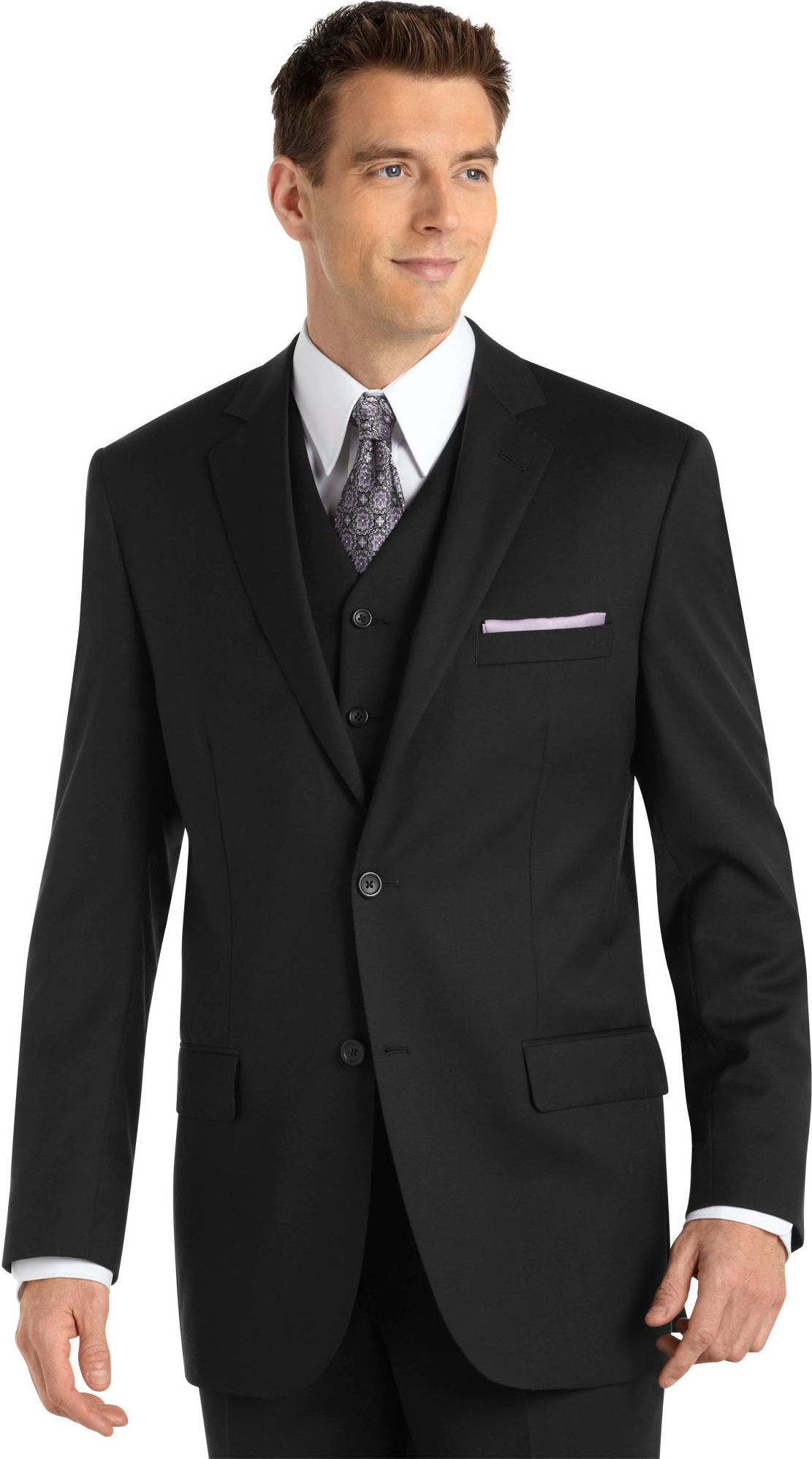 Pronto Uomo Platinum Vested Suit, Black