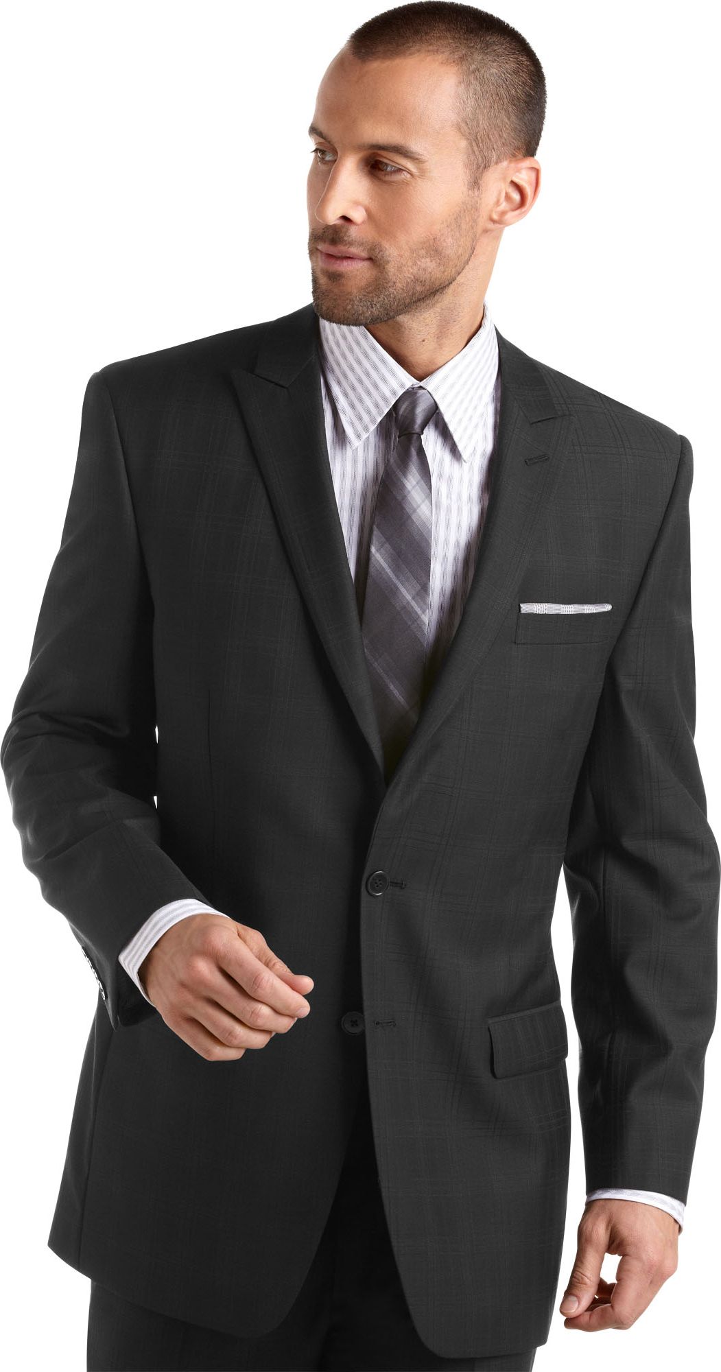 Calvin Klein Black Plaid Slim-Fit Suit