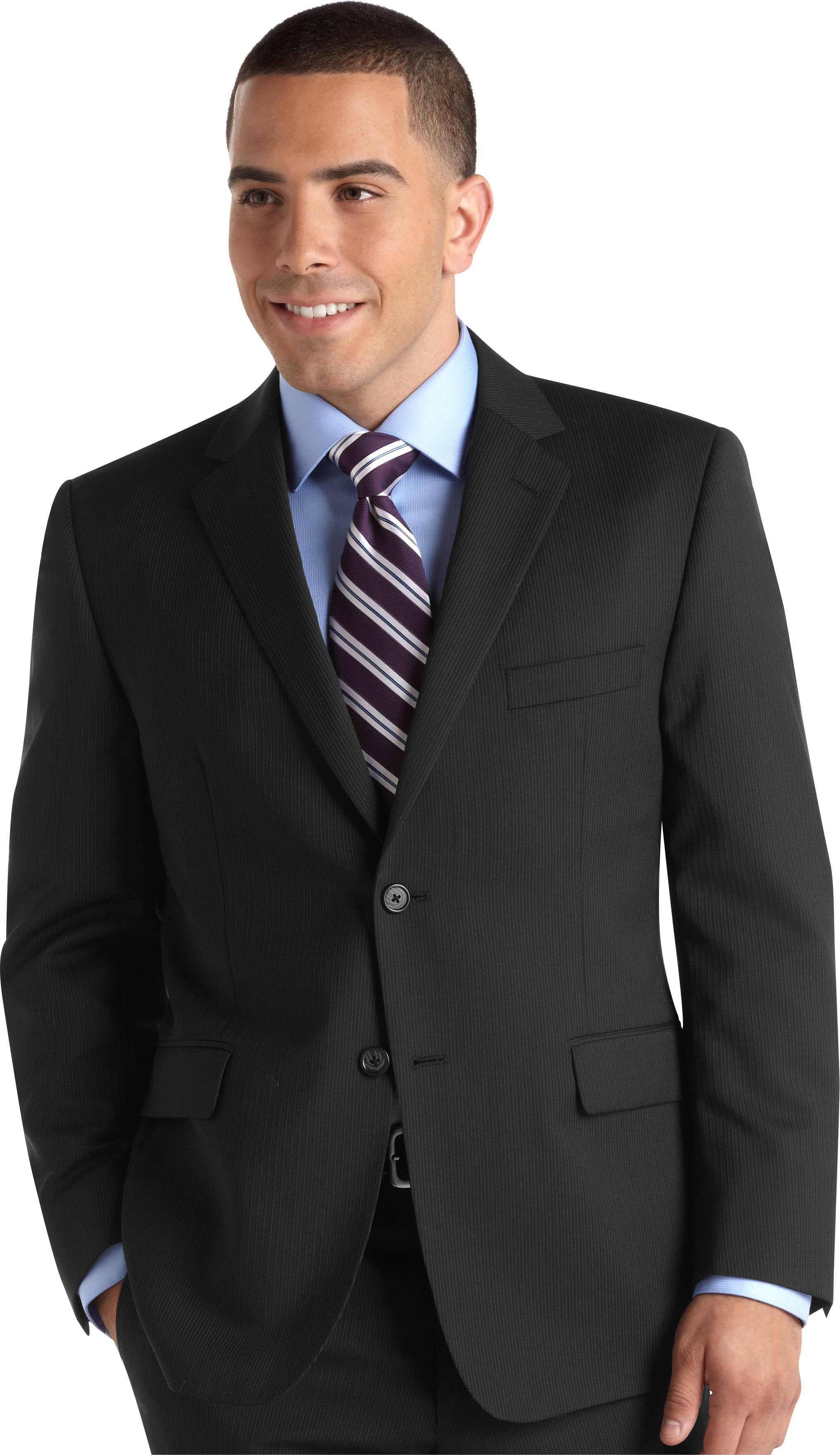 Pronto Uomo Platinum Slim Fit Extra Short Suit, Black Stripe