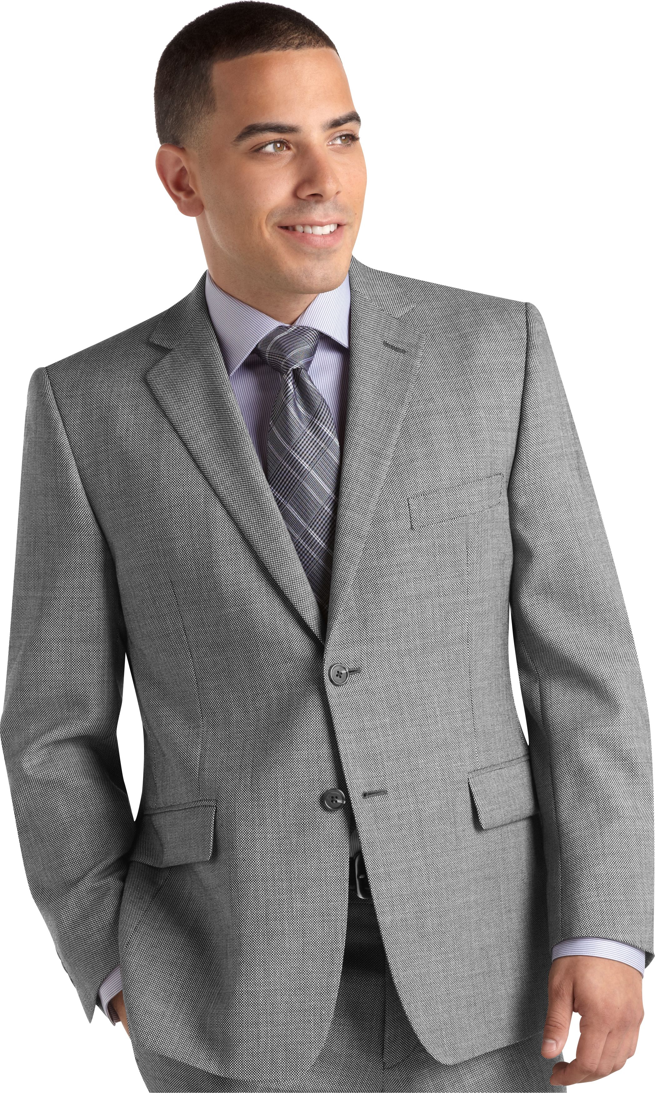 Pronto Uomo Platinum Slim Fit Extra Short Suit Black and White Birdseye