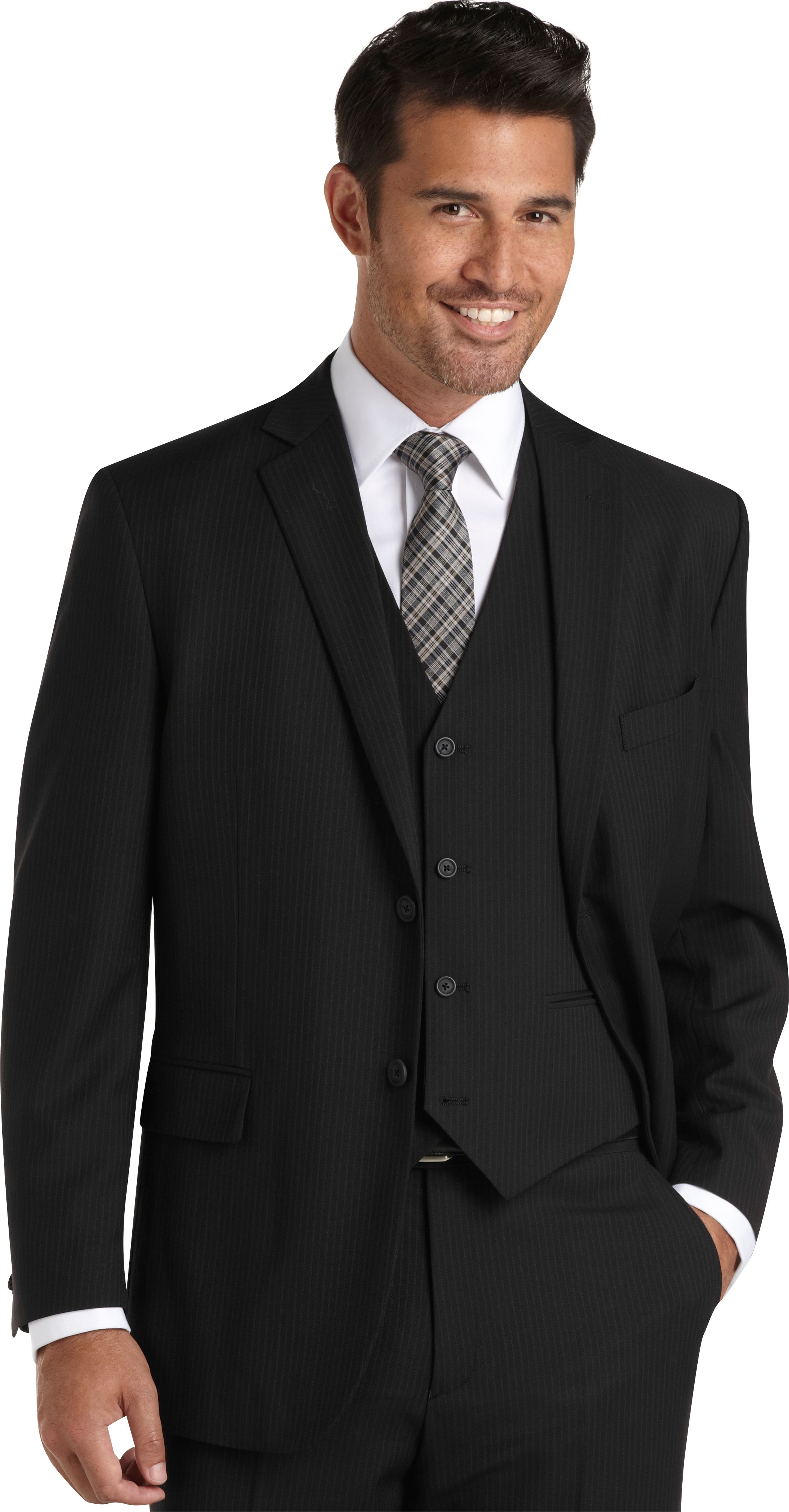 Wilke Rodriguez Black Stripe Vested Modern Fit Suit