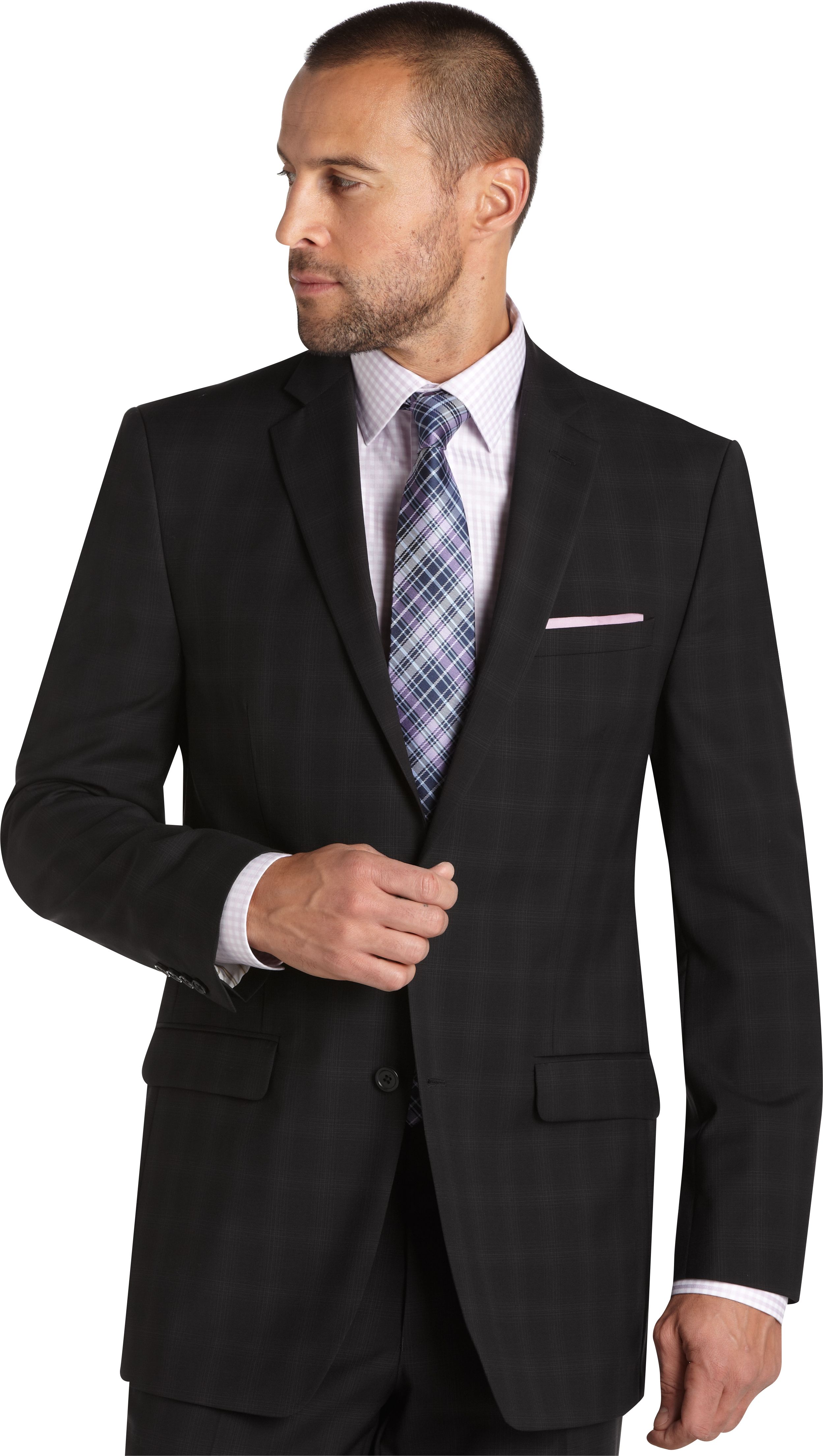 Joseph Abboud Black Plaid Slim Fit Suit