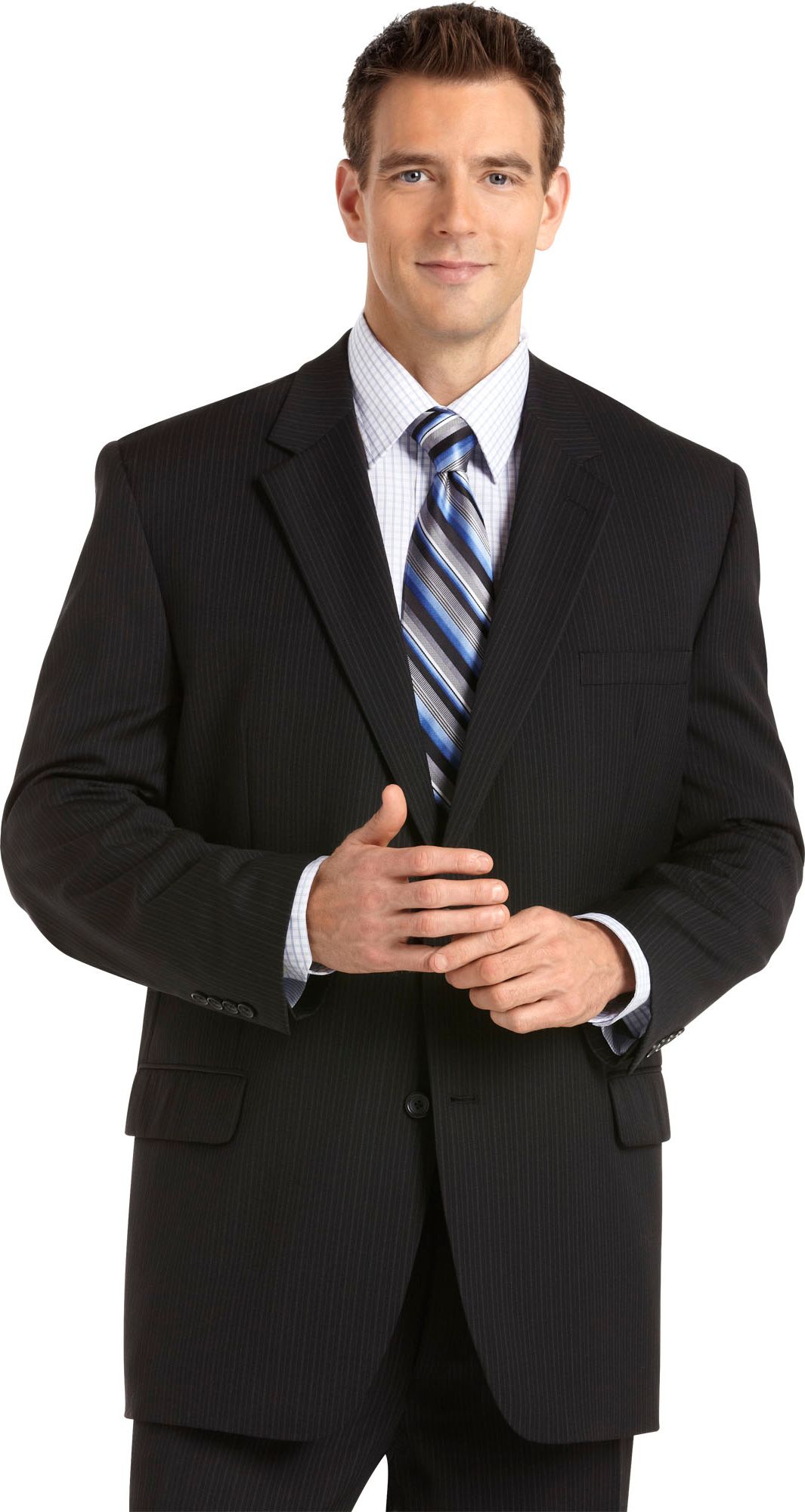 Joseph & Feiss Black Multistripe Portly Fit Suit