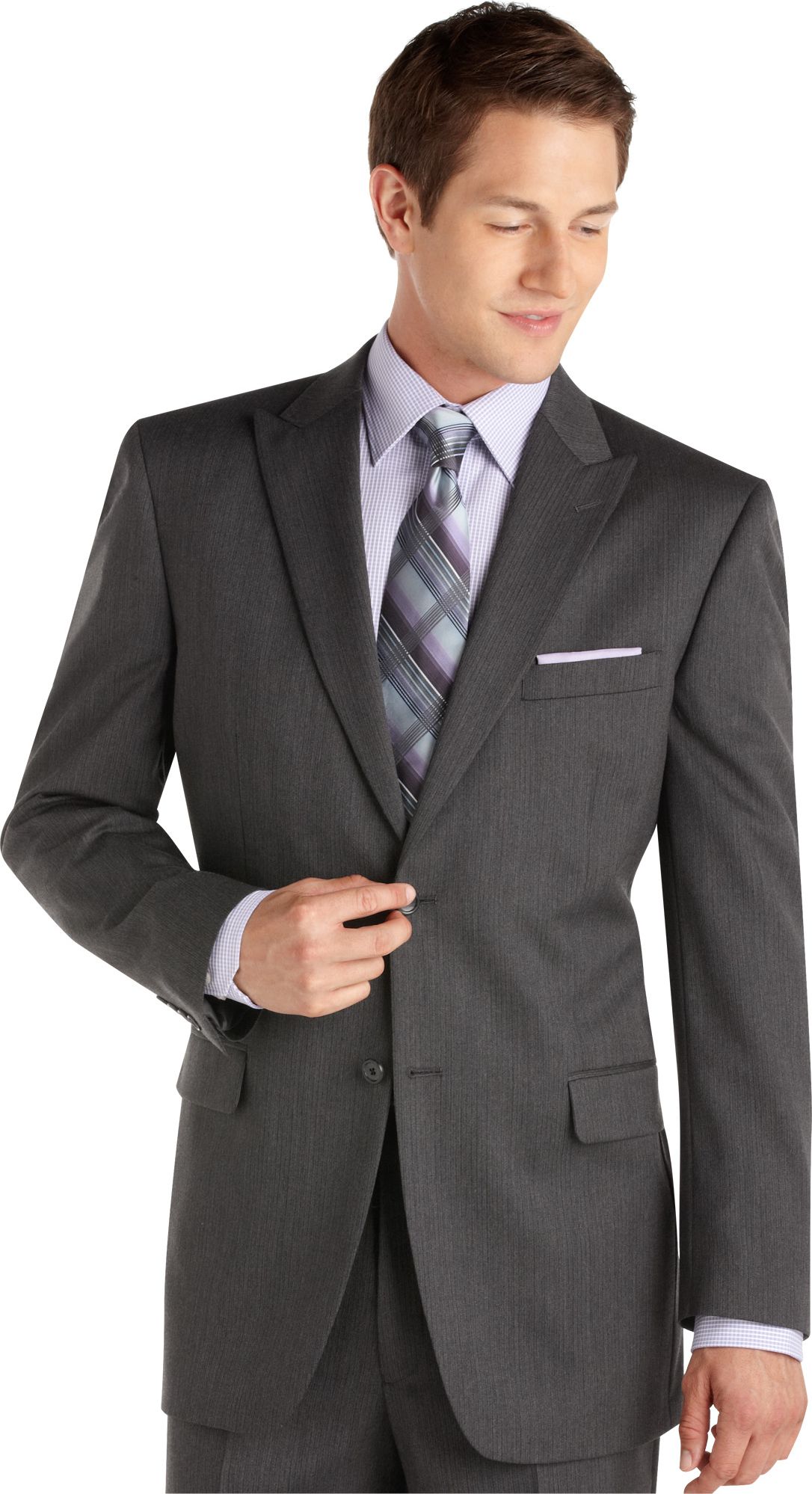 Jones New York Charcoal Stripe Peak Lapel Suit