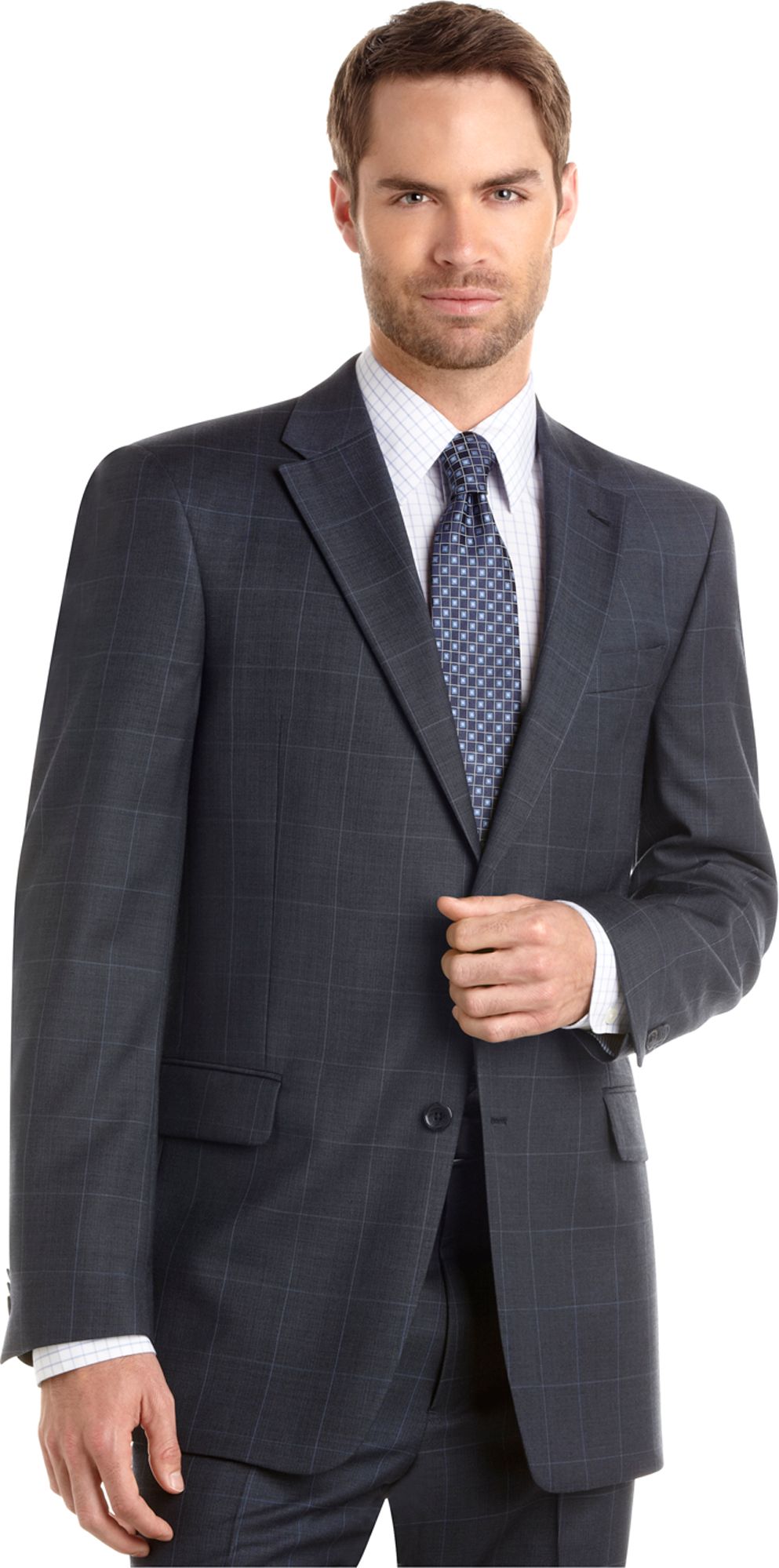 Tommy Hilfiger Navy Plaid Modern Fit Suit