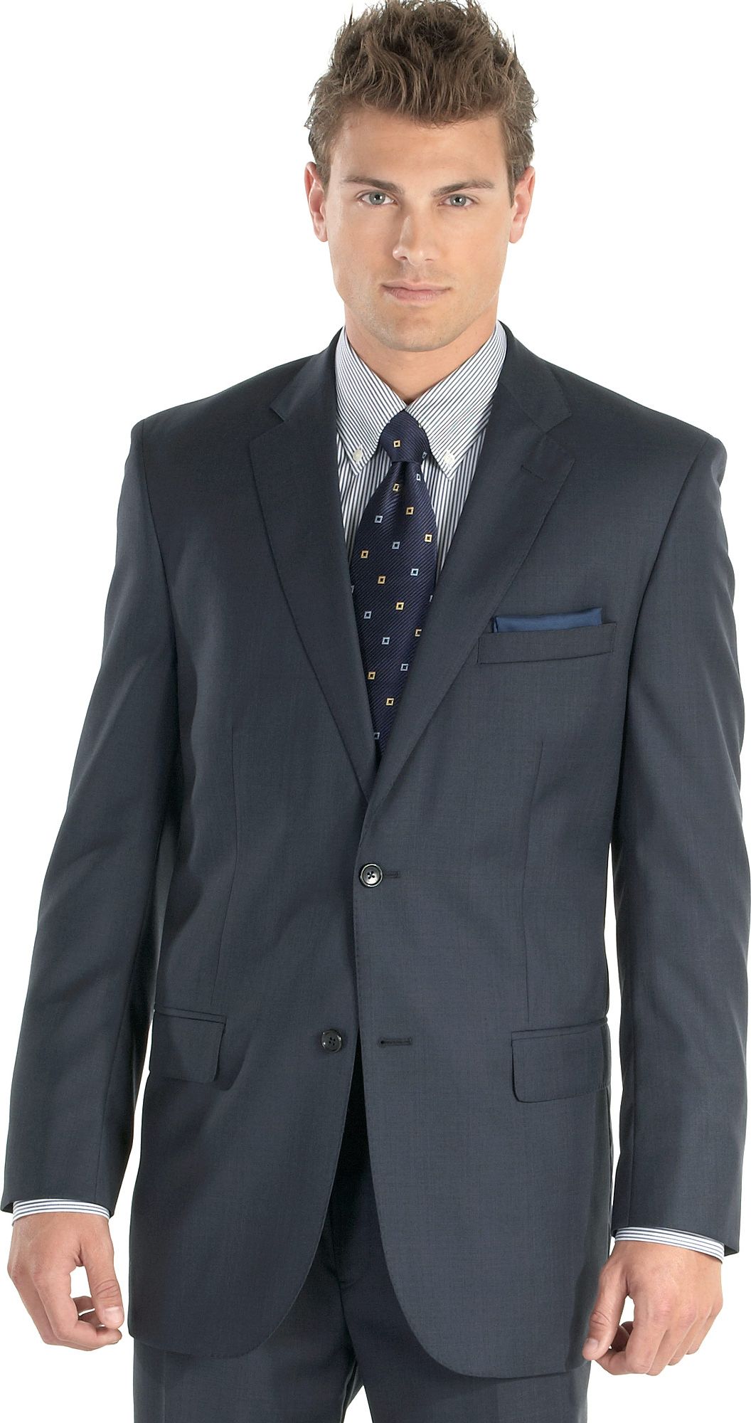 Joseph & Feiss Gold Suit, Blue Plaid