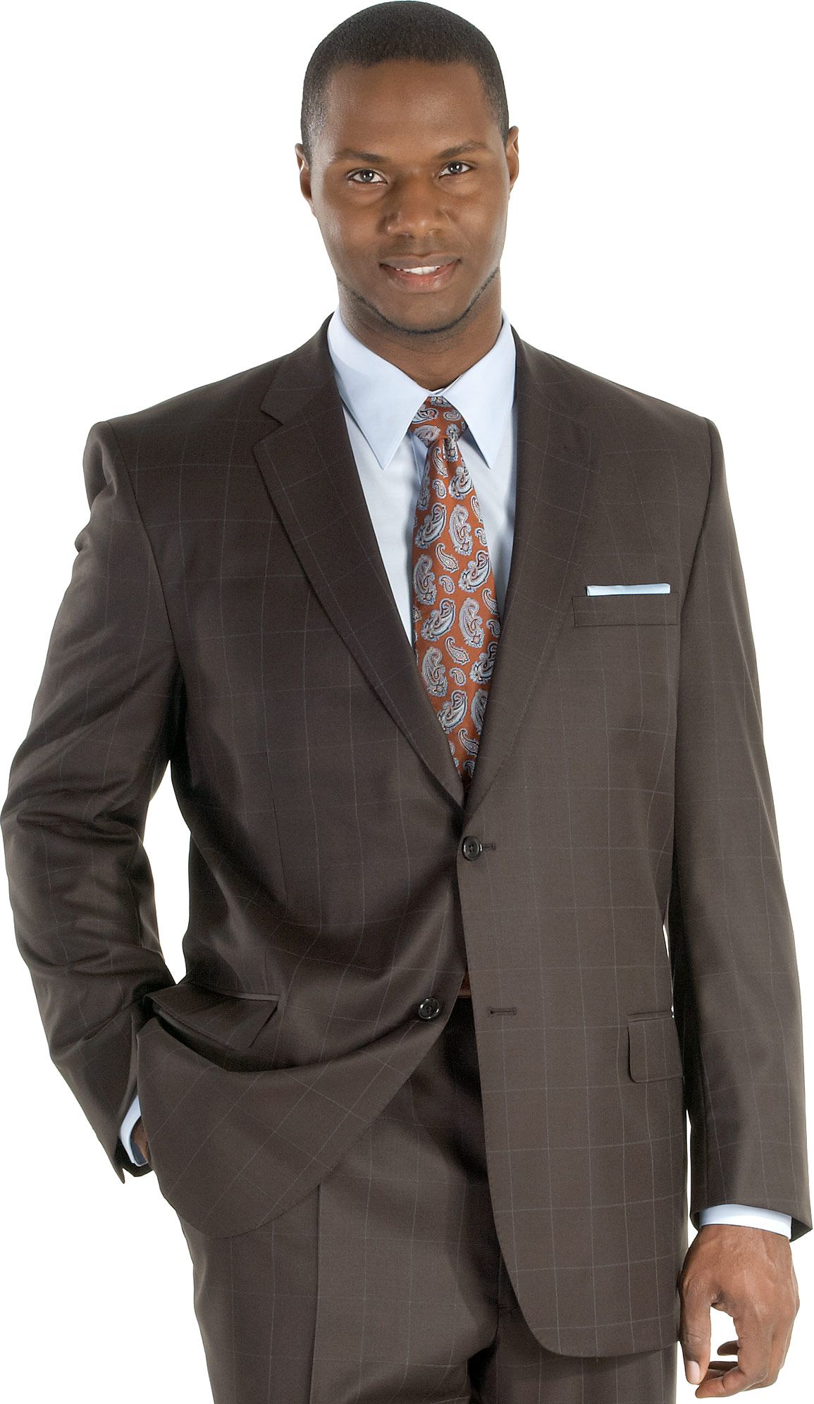 Joseph & Feiss Gold Suit, Brown Plaid