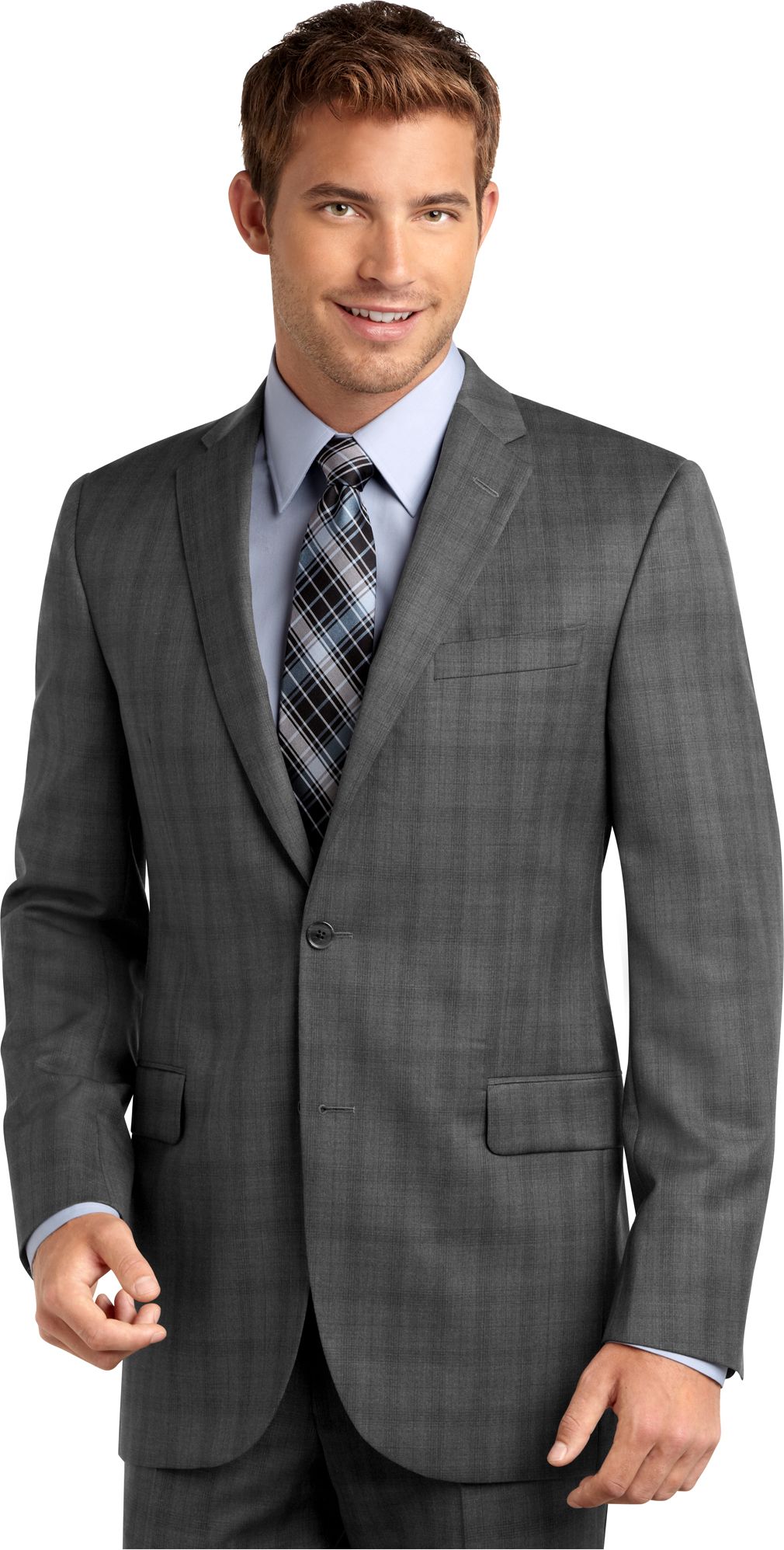 Jack Victor Select Gray Plaid Modern Fit Suit