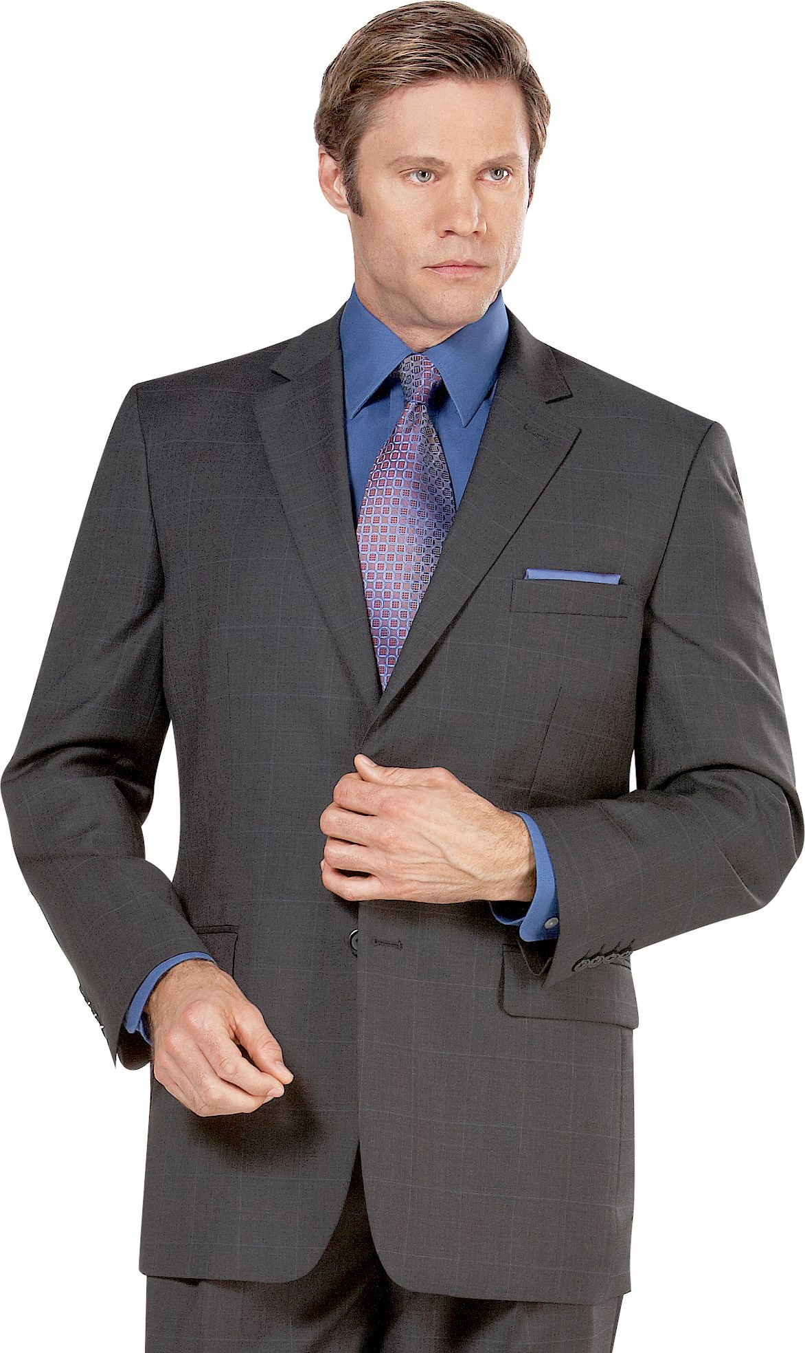 Joseph & Feiss Gold Plaid Suit, Charcoal