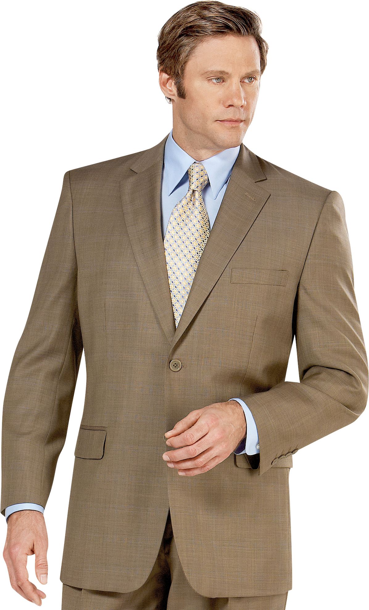 Joseph & Feiss Gold Suit, Taupe Plaid