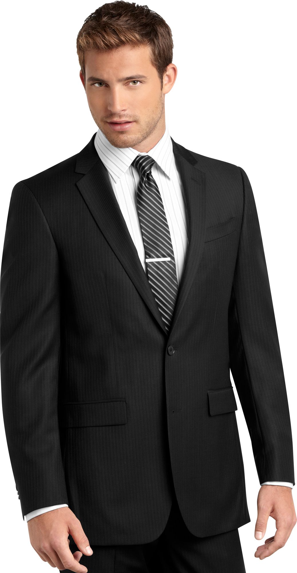 Kenneth Cole Black Stripe Modern Fit Suit
