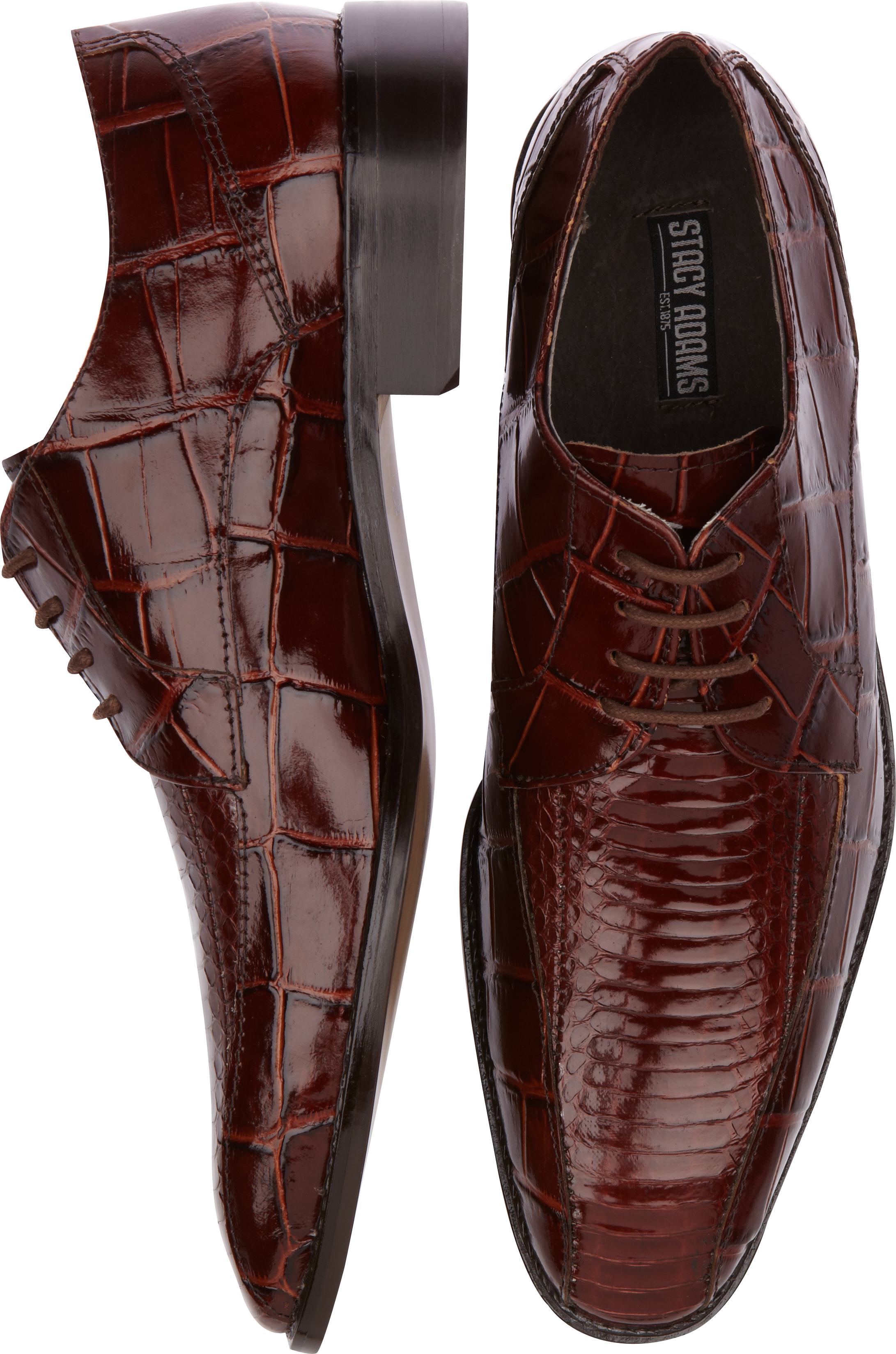 Stacy Adams Piccard Brown Snakeskin Bike Toe Lace Up Shoes