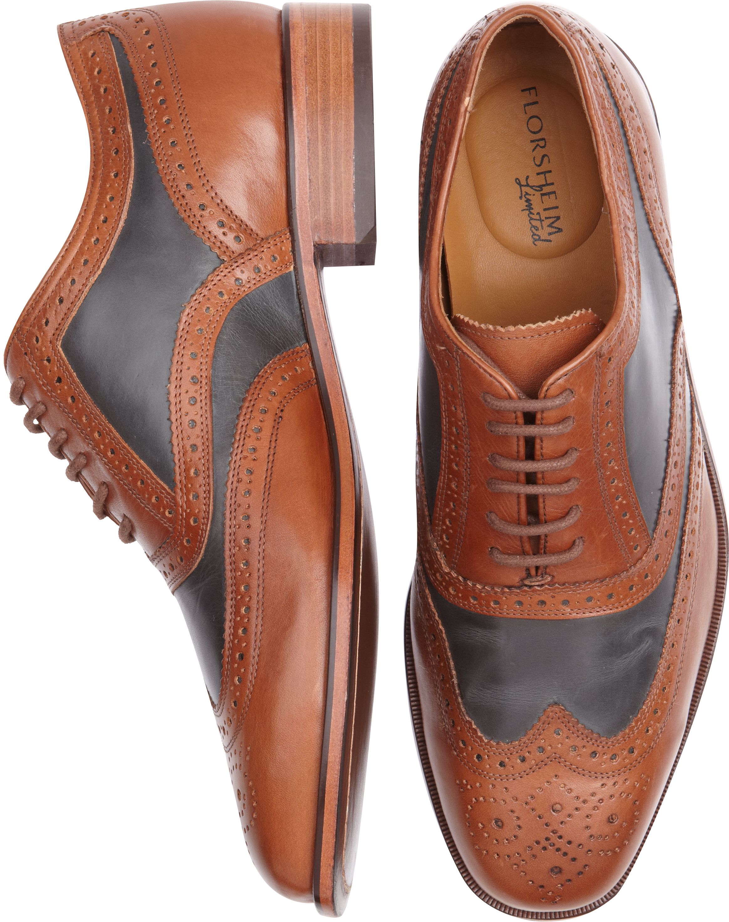 Florshiem Navy and Cognac Wingtip Oxfords