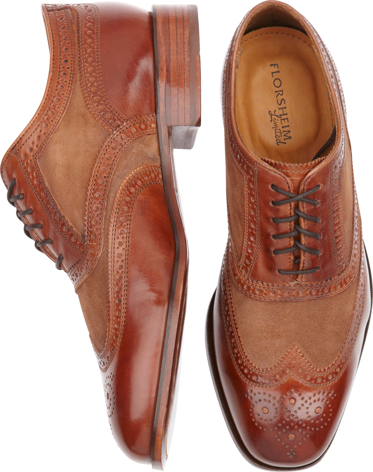 Florsheim Cognac Wingtip Lace-Up Shoes