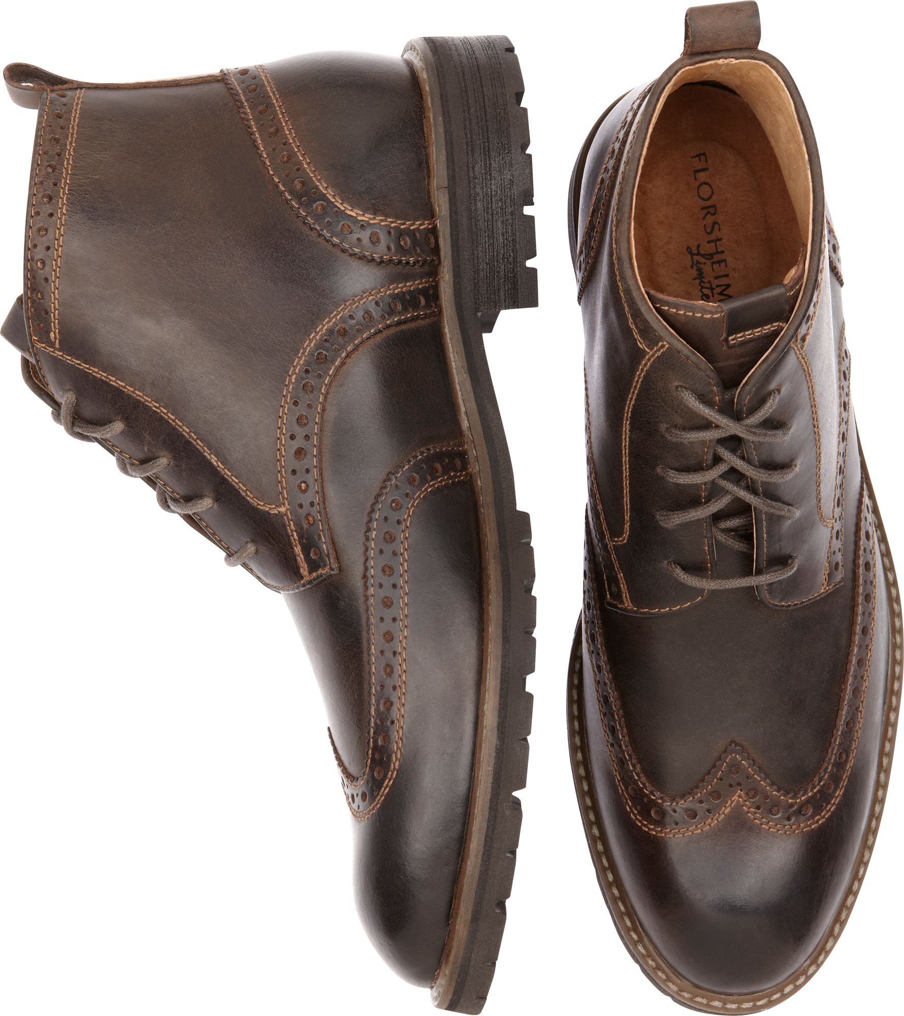 Florsheim Limited Gafney Brown Leather Wingtip Boots