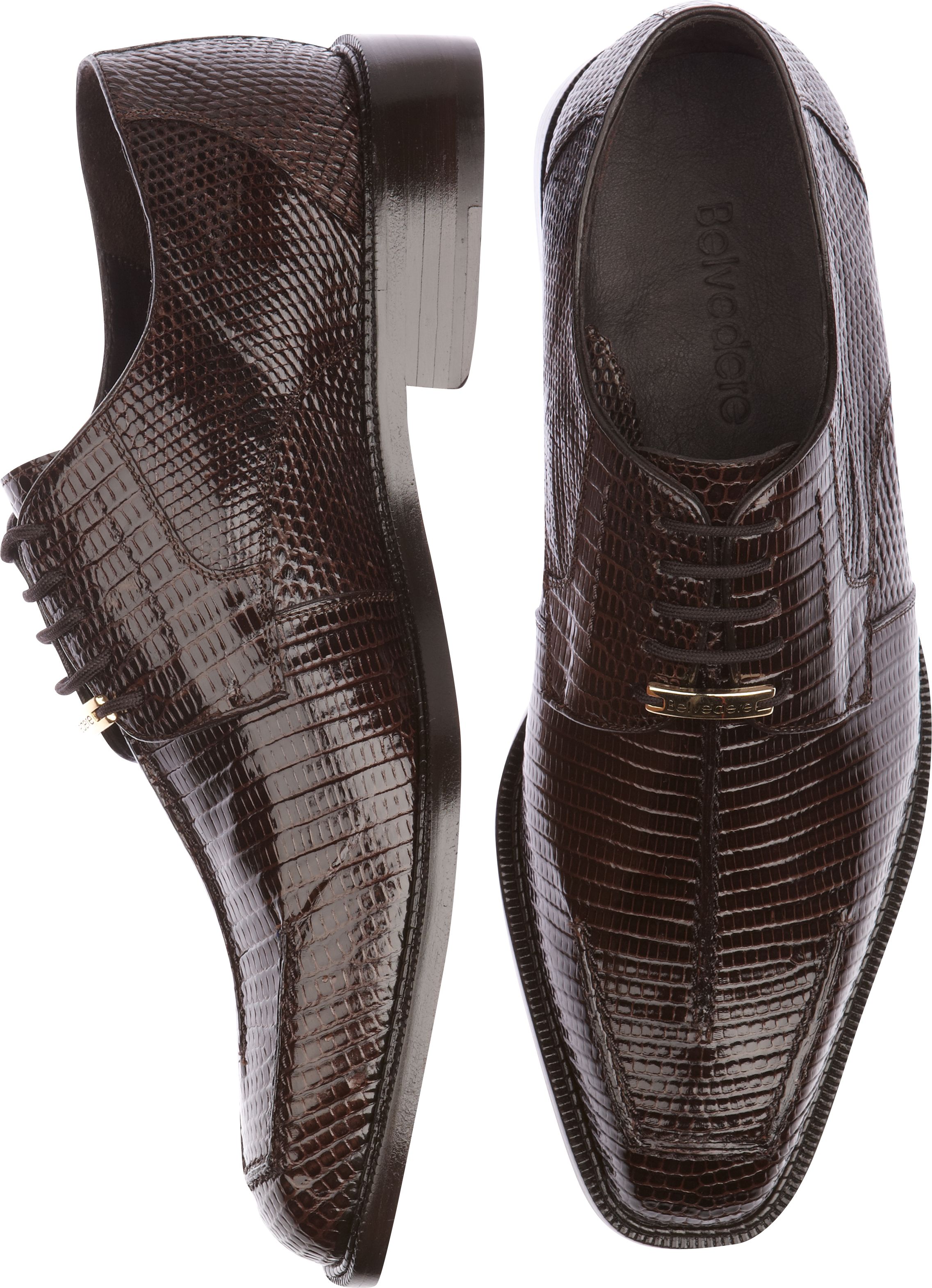 Belvedere Leonardo Brown Lizard Lace-Up Shoes