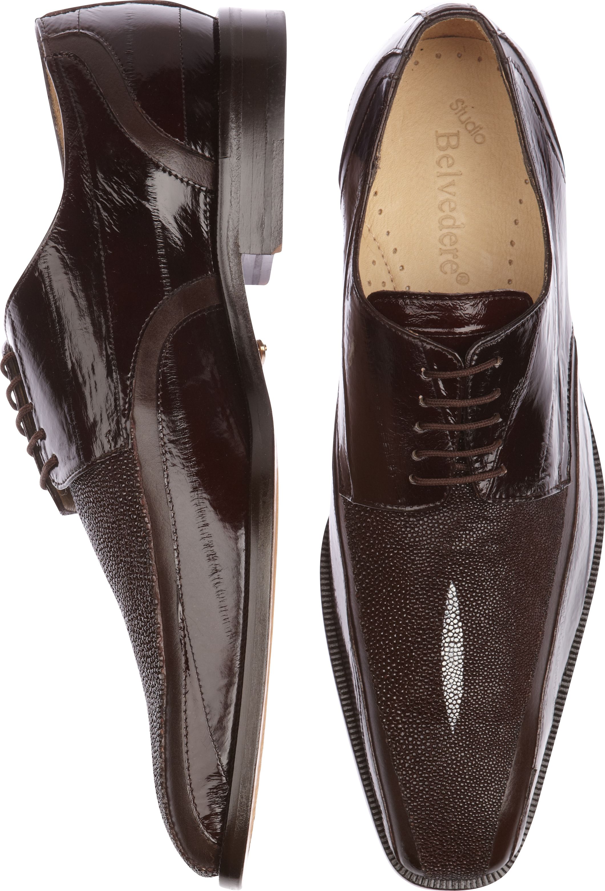 Belvedere Bolzano Brown Eel and Stingray Lace-Up Shoes