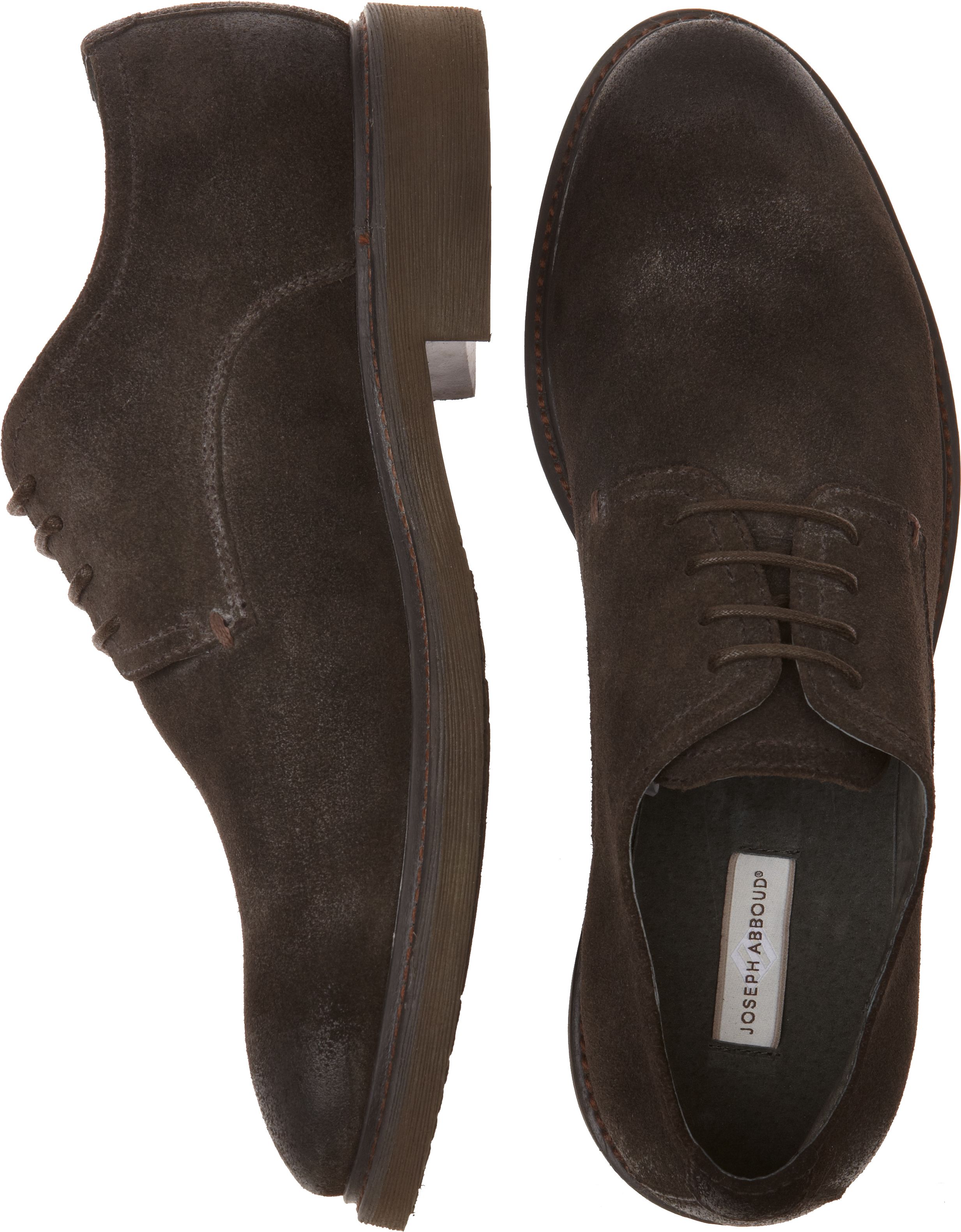 Joseph Abboud Brown Suede Plain Toe Lace Up Shoes