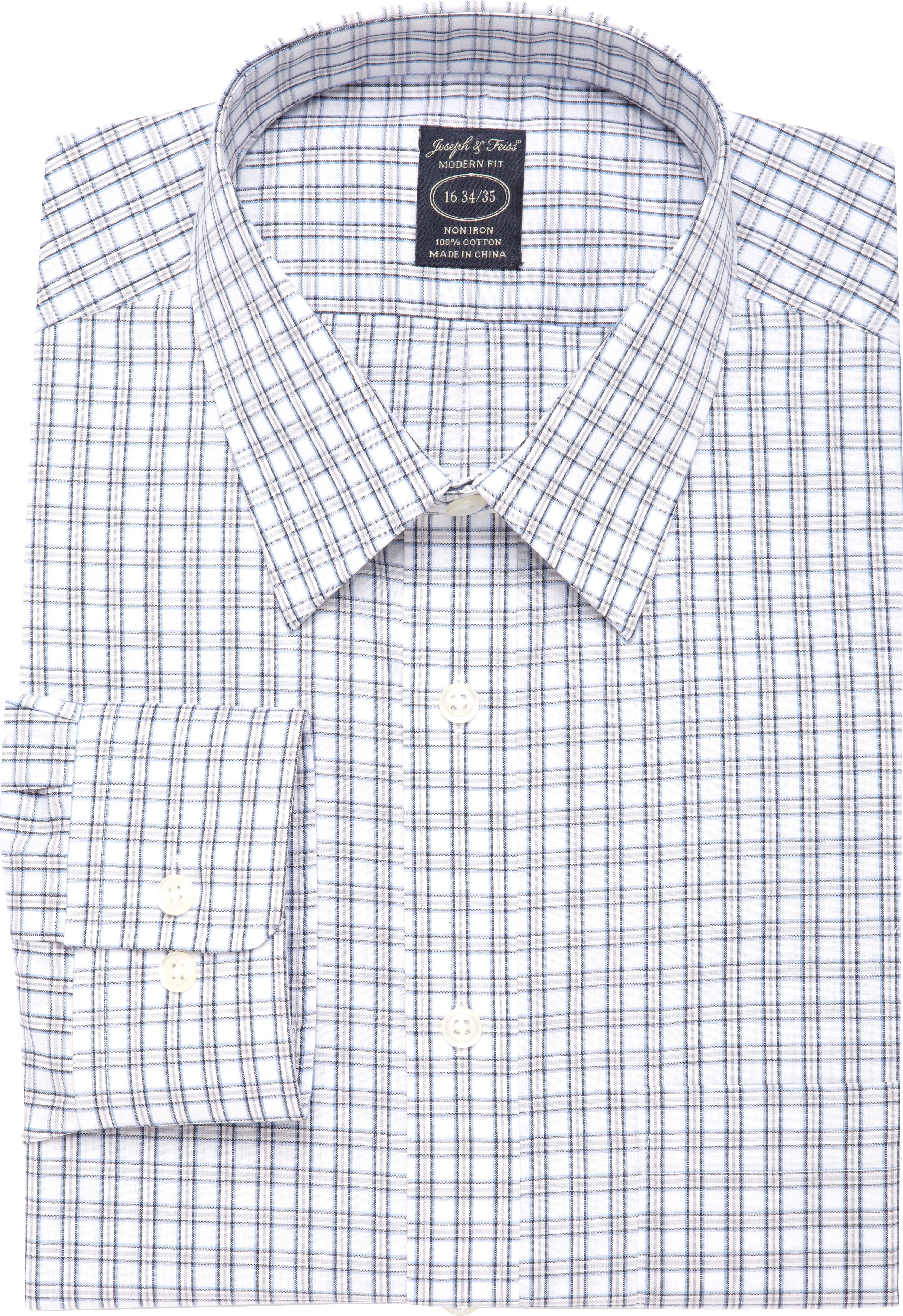 Joseph & Feiss Blue and Tan Plaid Dress Shirt