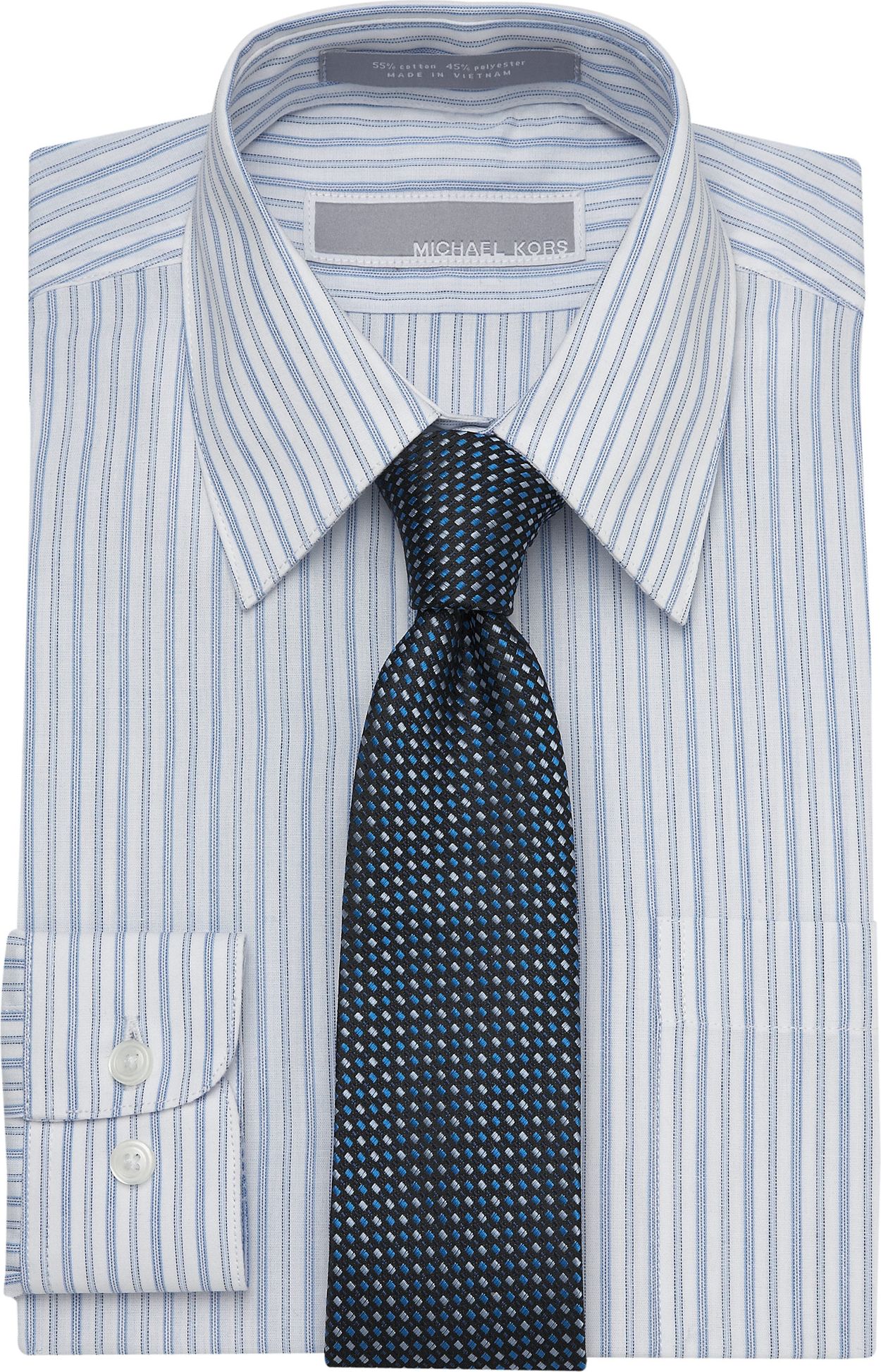 Michael Kors Boys Blue/White Stripe Shirt wih Black/Blue