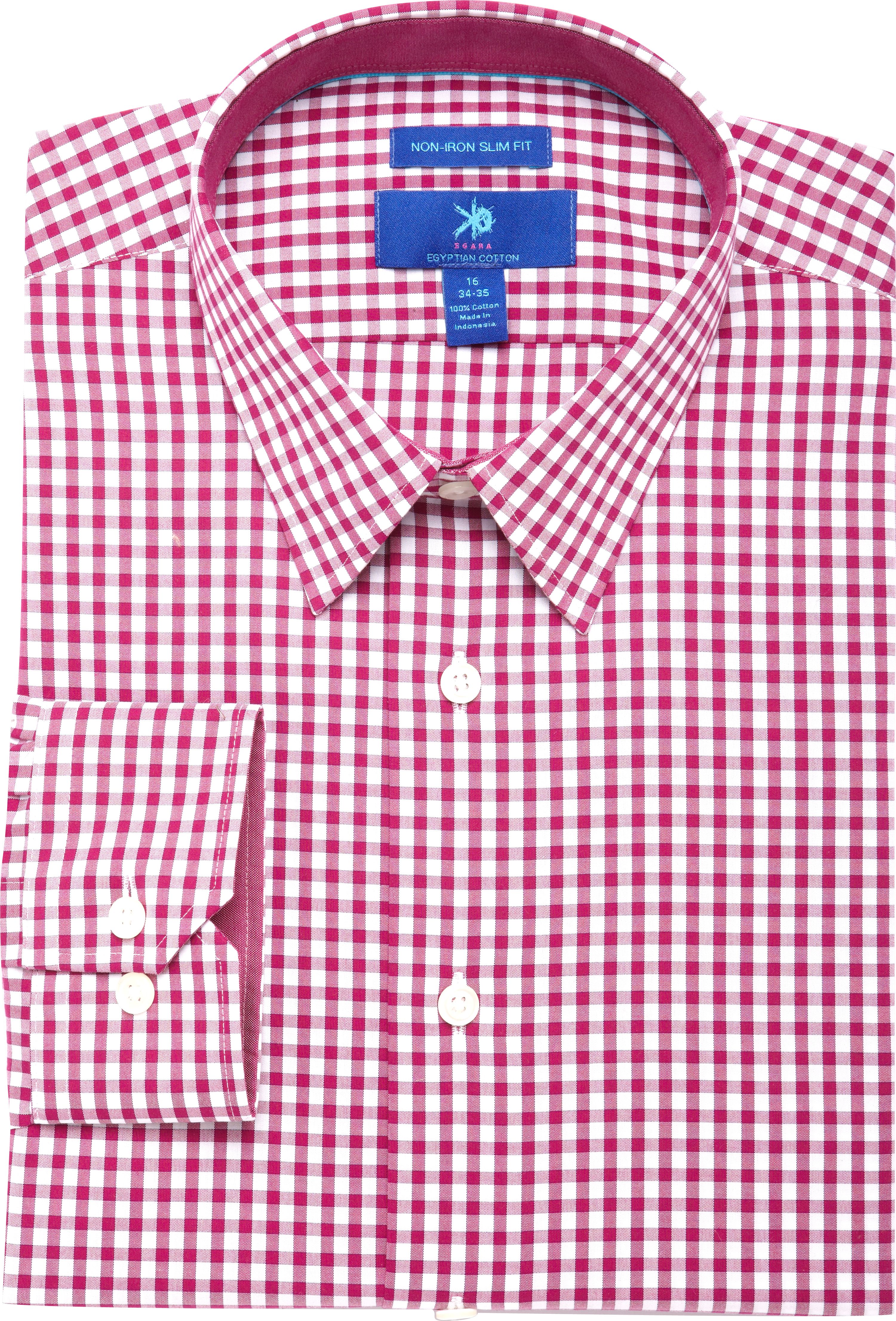 Egara Pink Check Slim Fit Dress Shirt