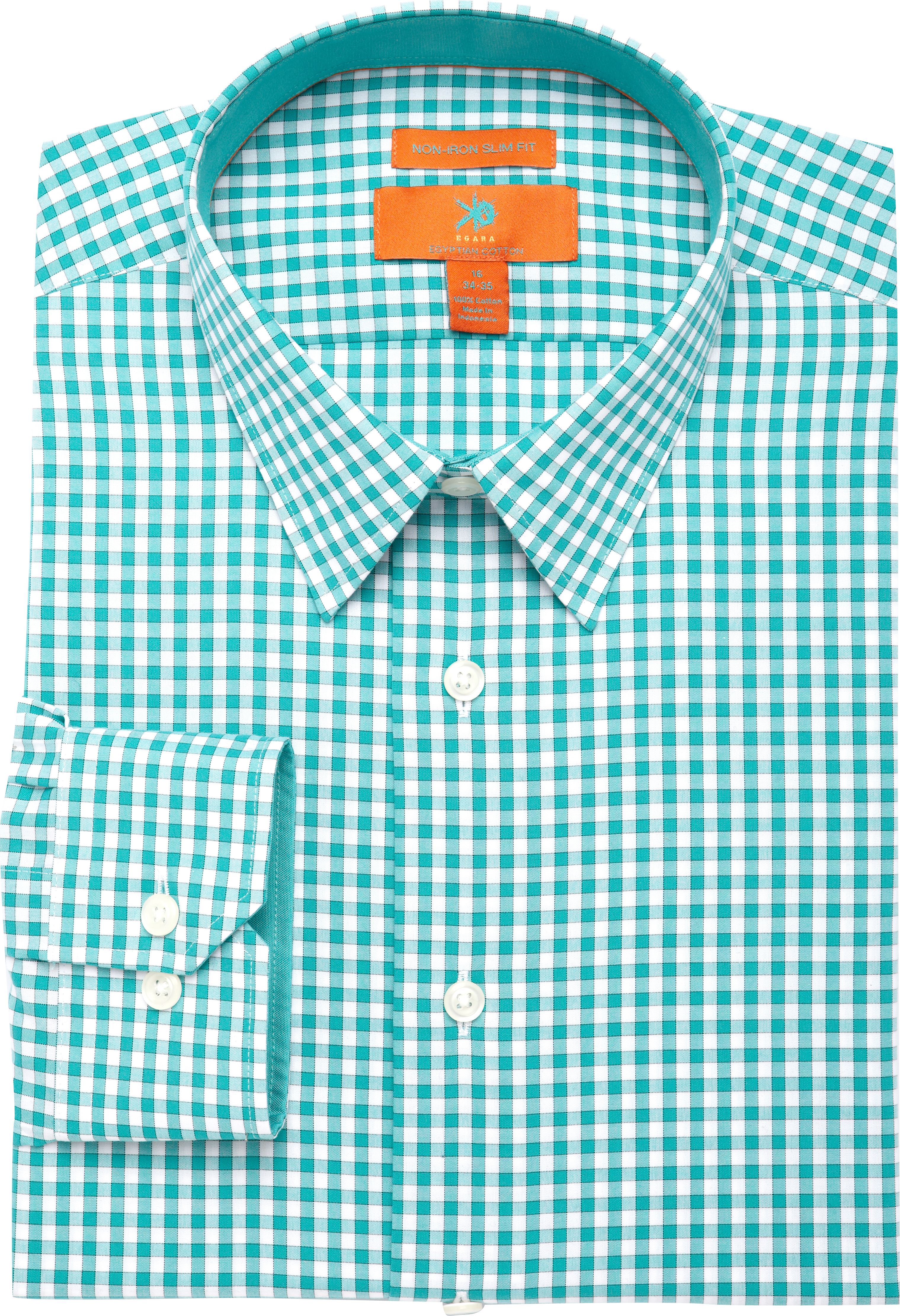 Egara Green Check Slim Fit Dress Shirt