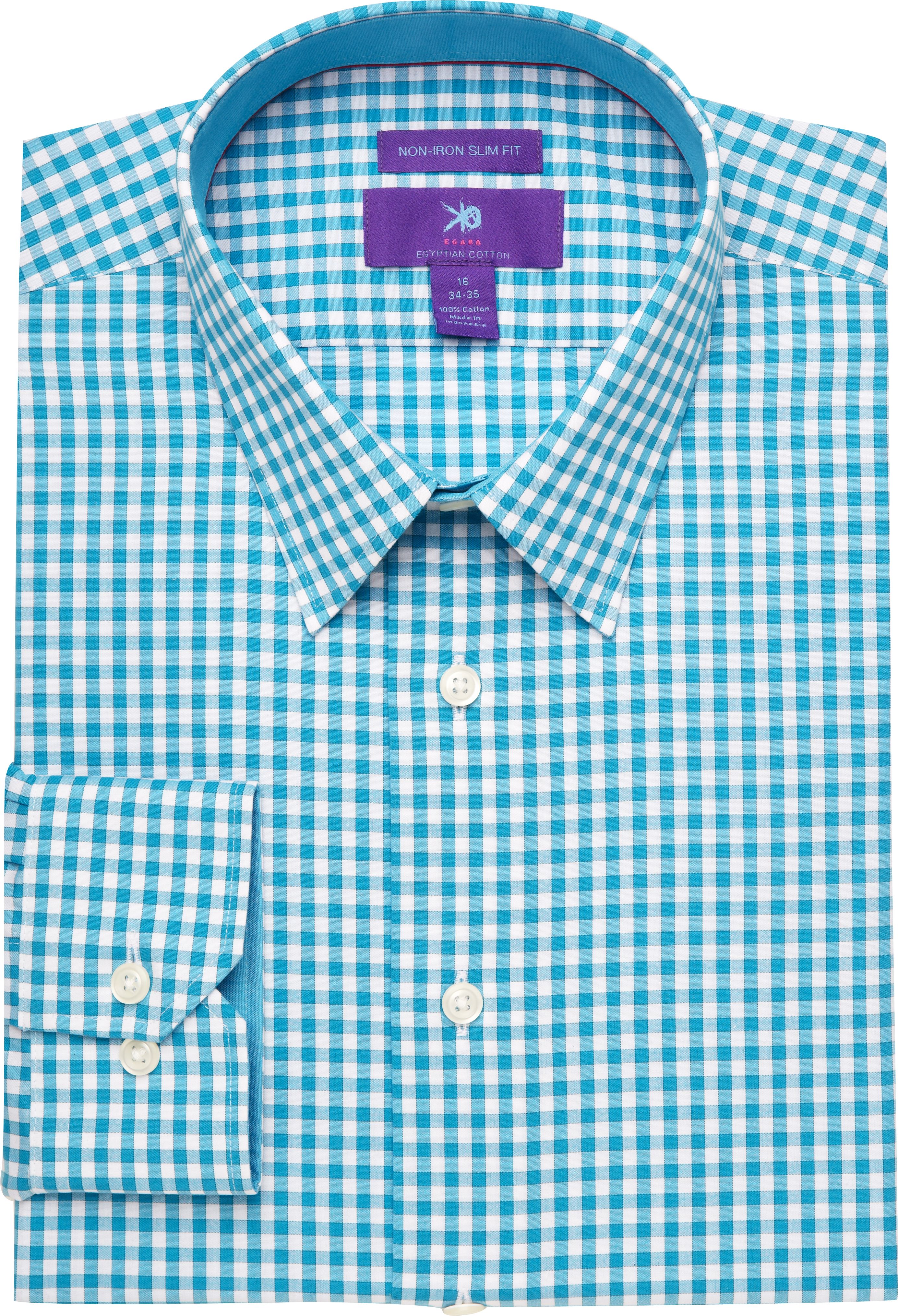 Egara Aqua Check Slim Fit Dress Shirt