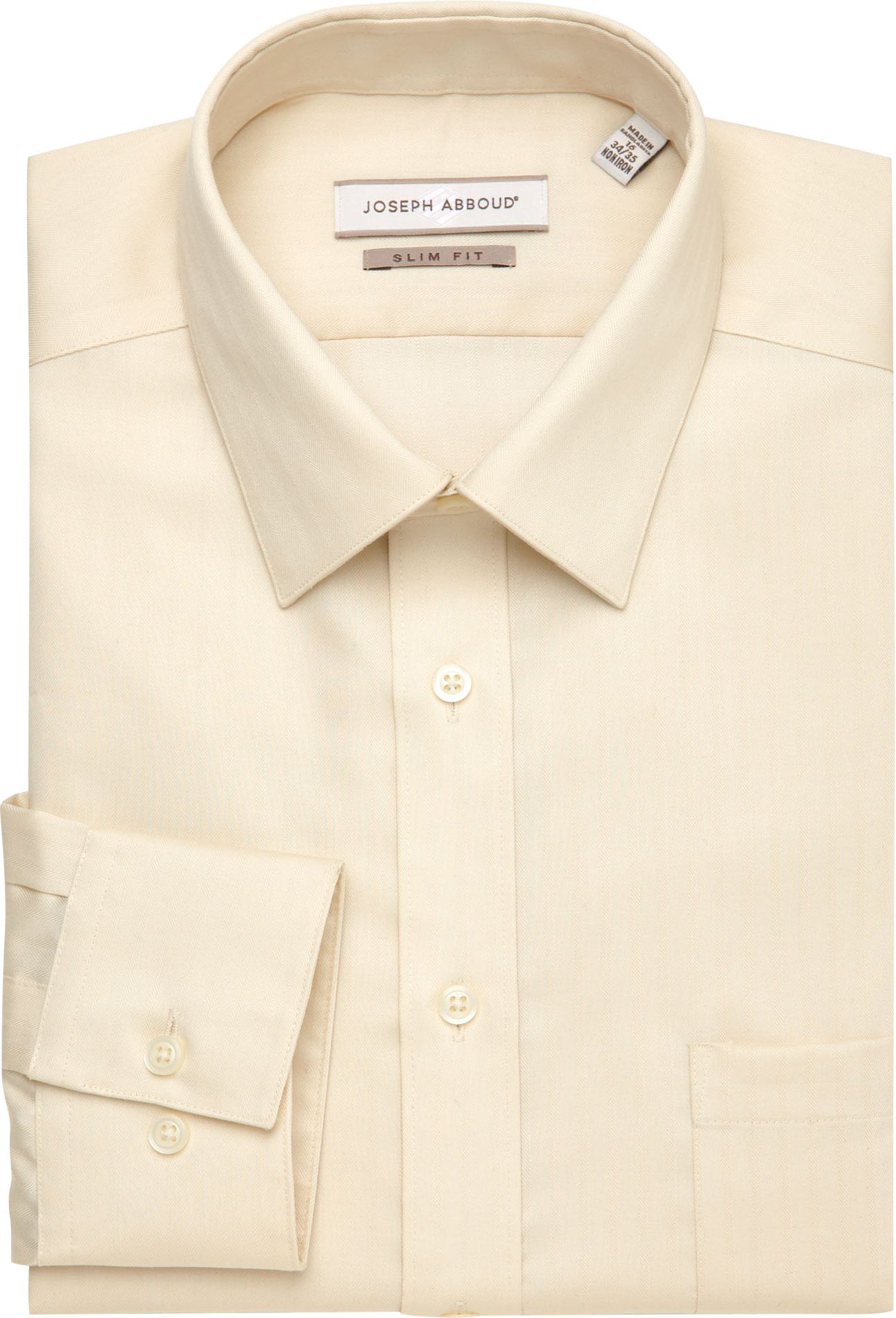 Joseph Abboud Sand Herringbone Slim Fit Dress Shirt